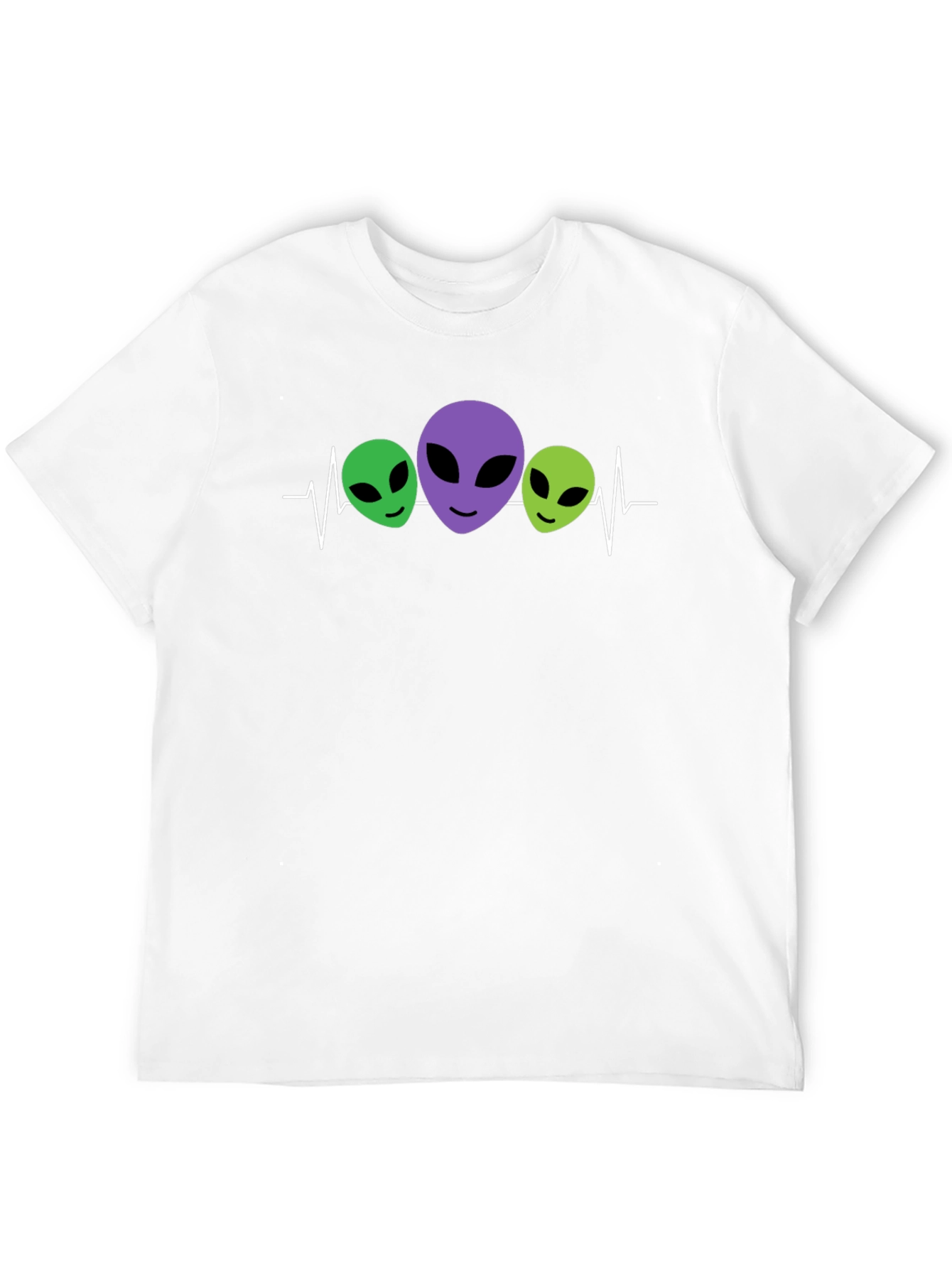 Black Alien Head Heartbeat T-Shirt view 12