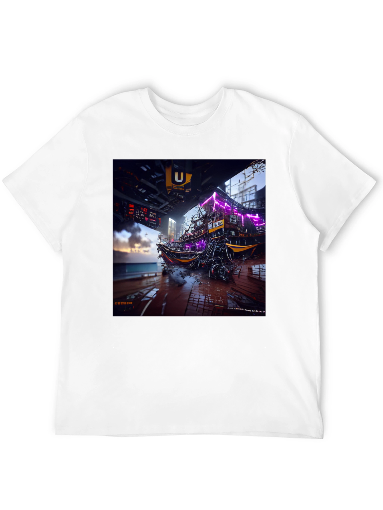 Black Cyberpunk Boat T-Shirt view 12