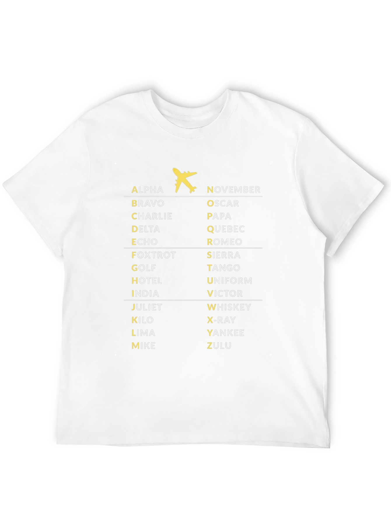 Black Phonetic Alphabet Airplane Black T-Shirt view 12