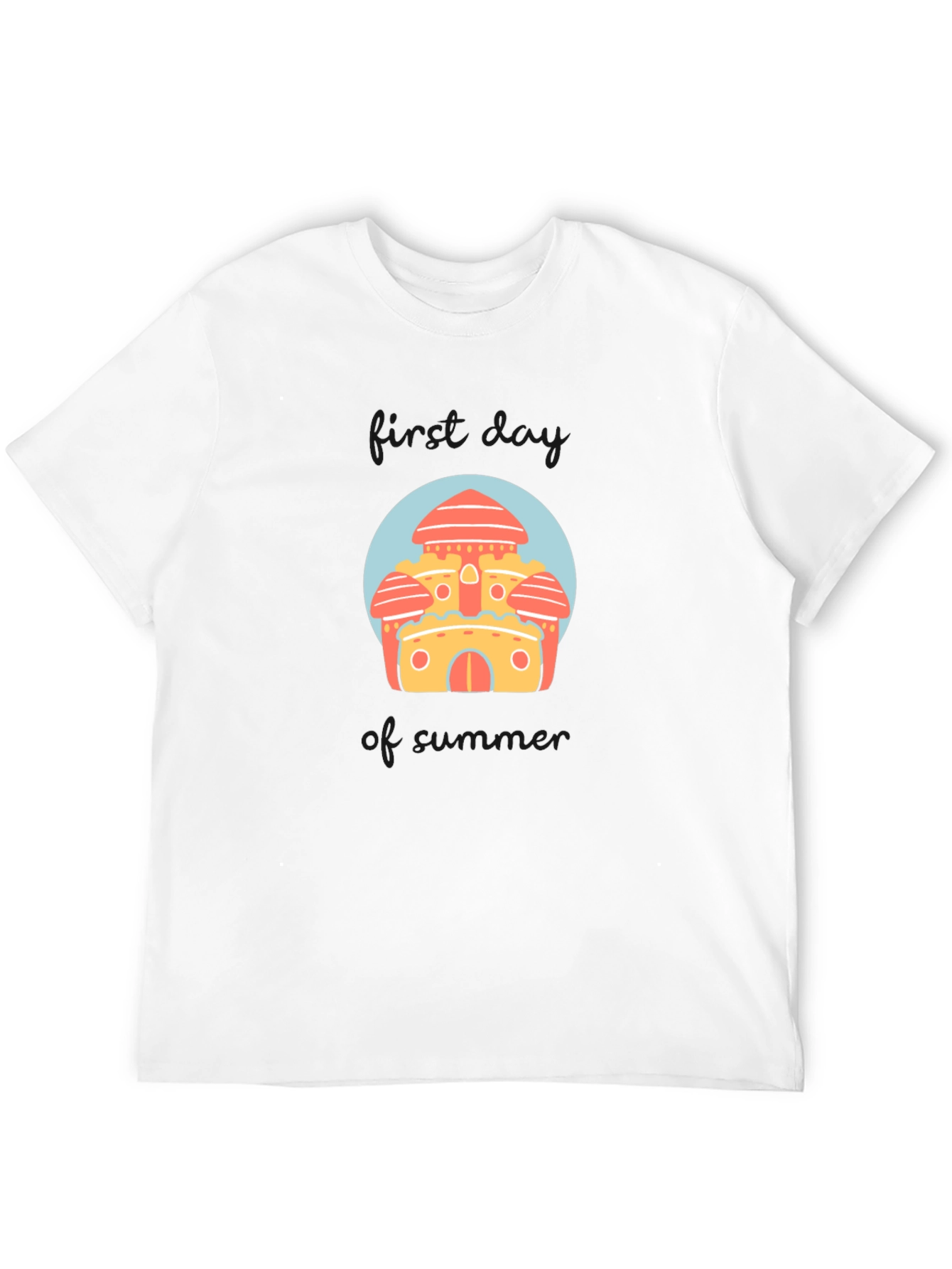 Black Black T-Shirt with Cartoon Castle Graphic view 12