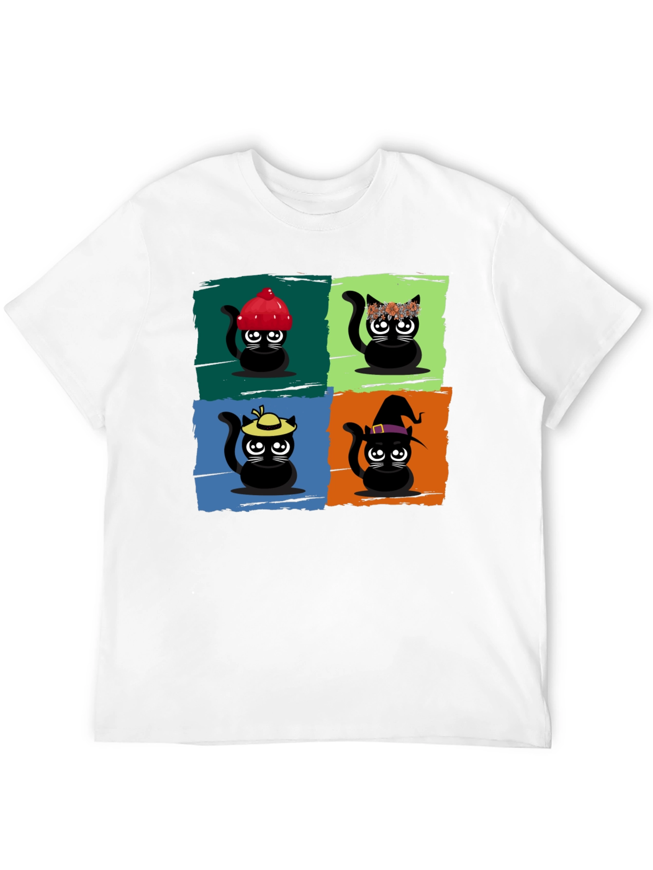 Black Cartoon Cats Black T-Shirt view 12