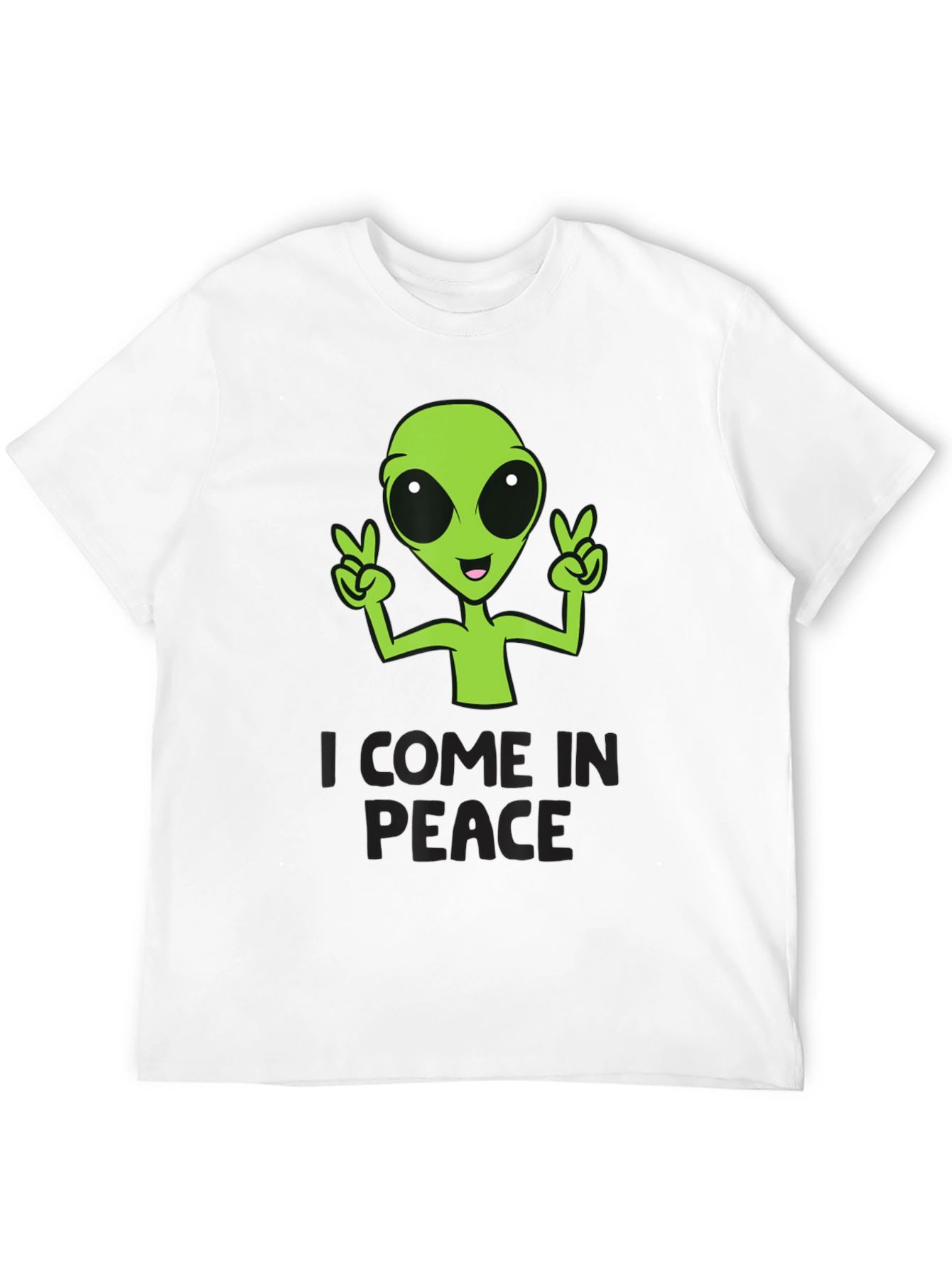 Black I Come In Peace Alien Graphic T-Shirt view 12