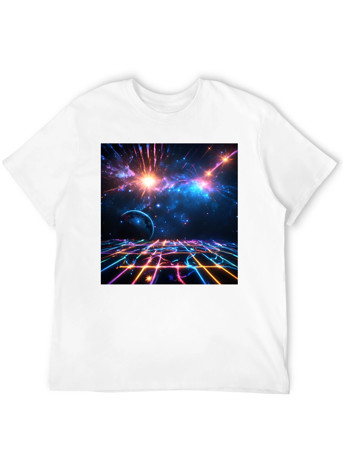 Black Nebula Space Graphic Tee - Stylish Black Cotton T-Shirt view 12