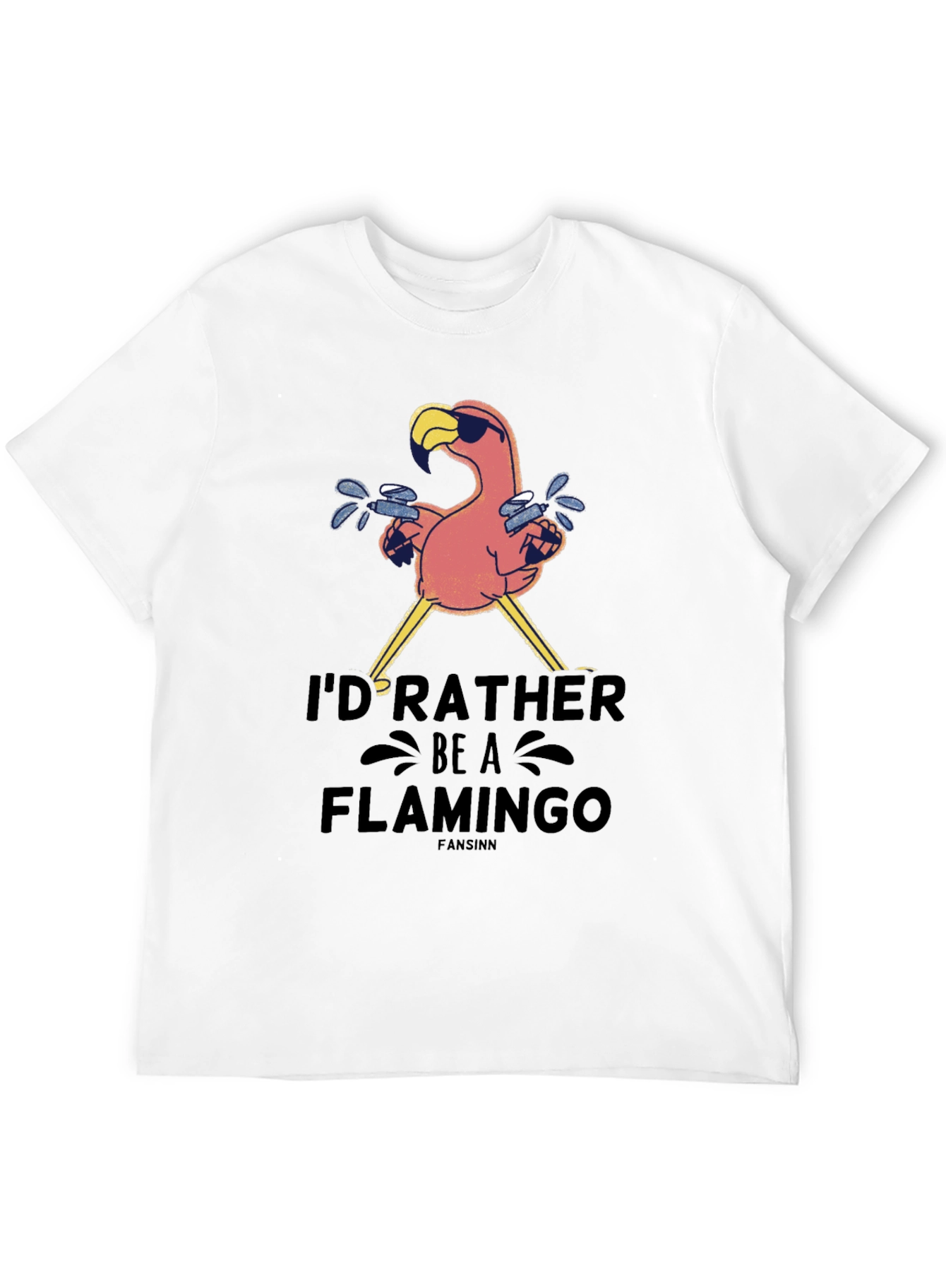 Black I'd Rather Be A Flamingo Black T-Shirt view 12