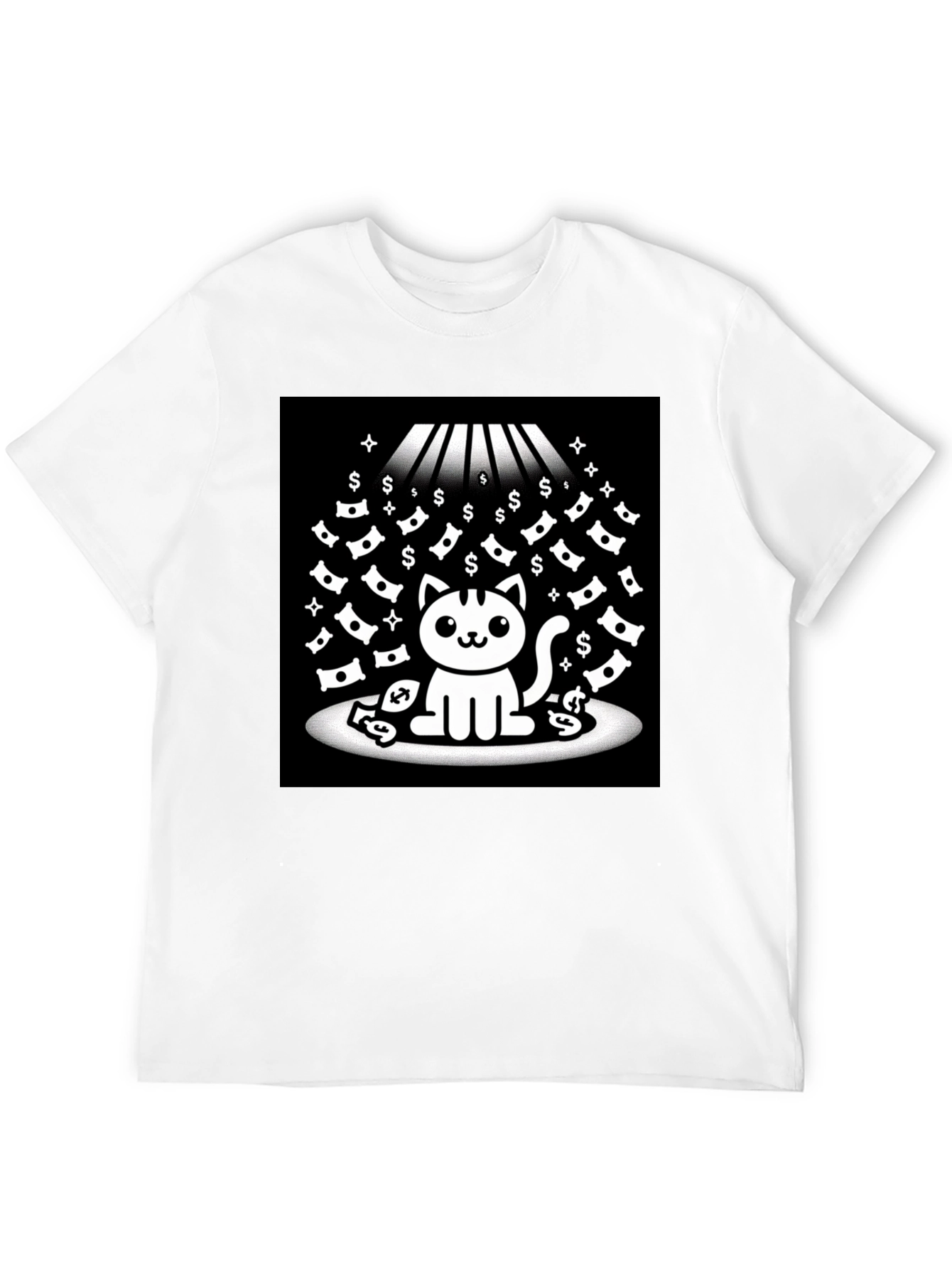 Black Lucky Cat T-Shirt - Money Rain view 12
