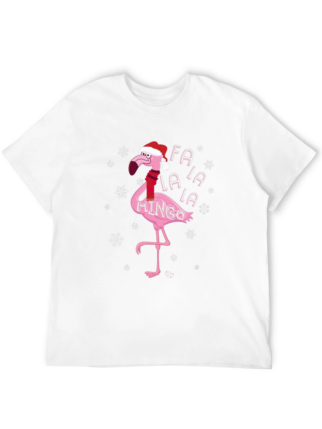 Black Festive Flamingo Christmas T-Shirt - Fa La La La Mingo view 12