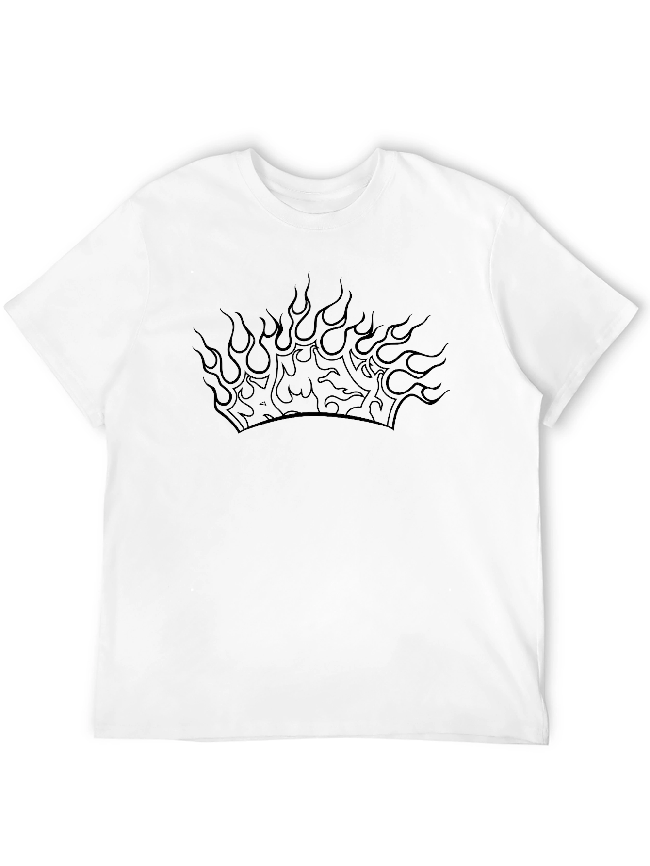 Black Men's Black Graphic Tee - Crown of Flames Design view 12