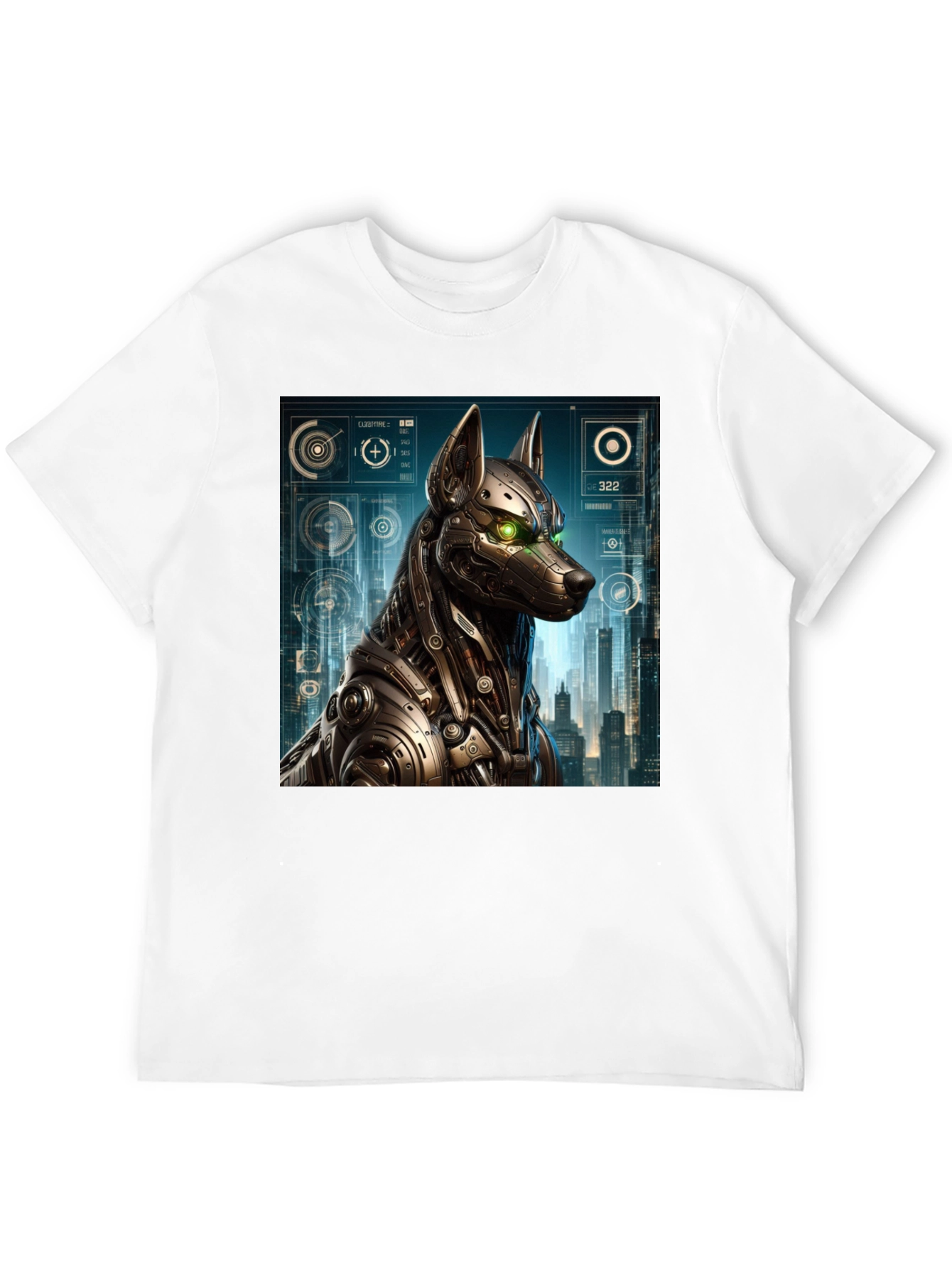 Black Cyberpunk Robot Dog Graphic T-Shirt view 12
