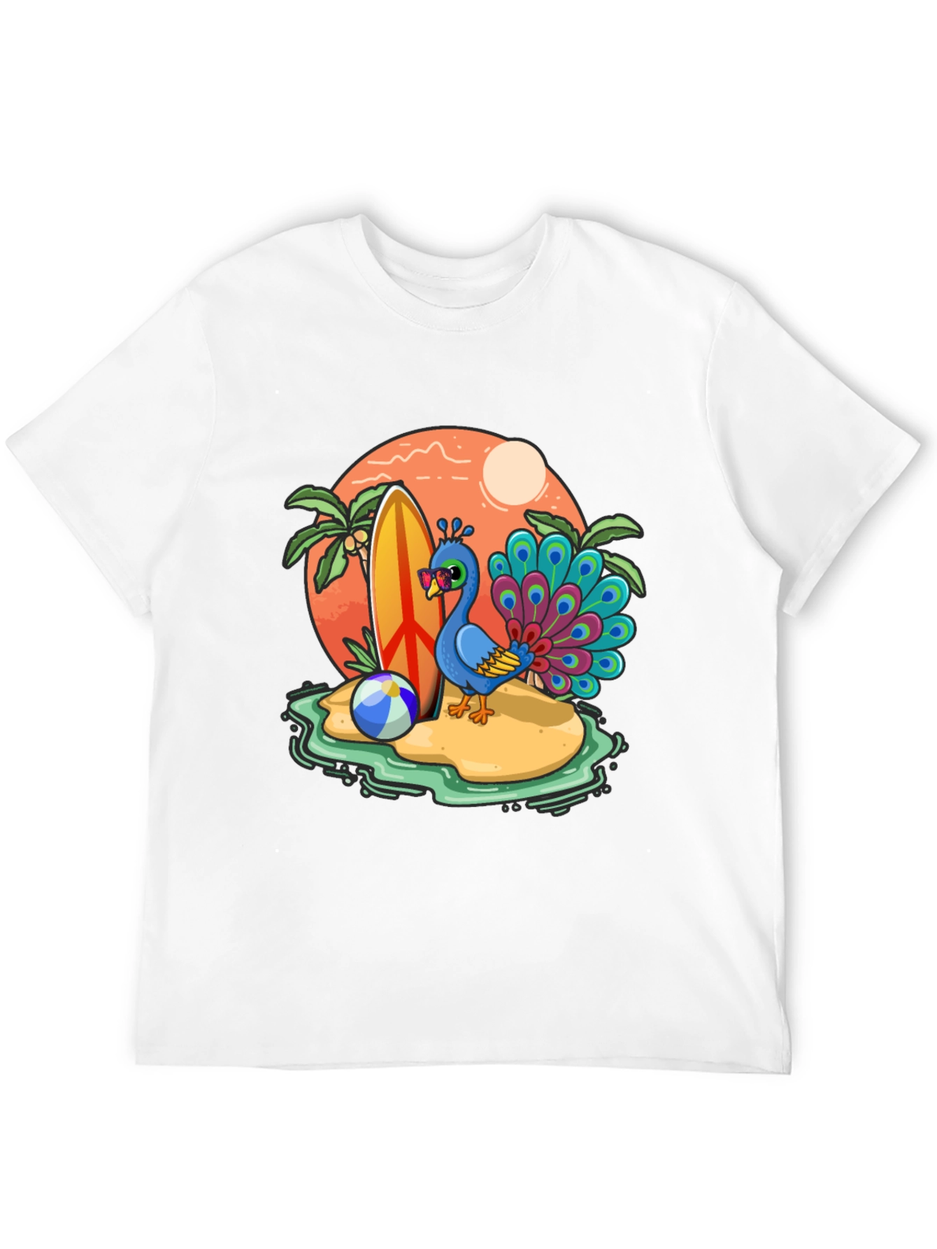 Black Peacock Paradise T-Shirt - Beach Vacation Vibes view 12