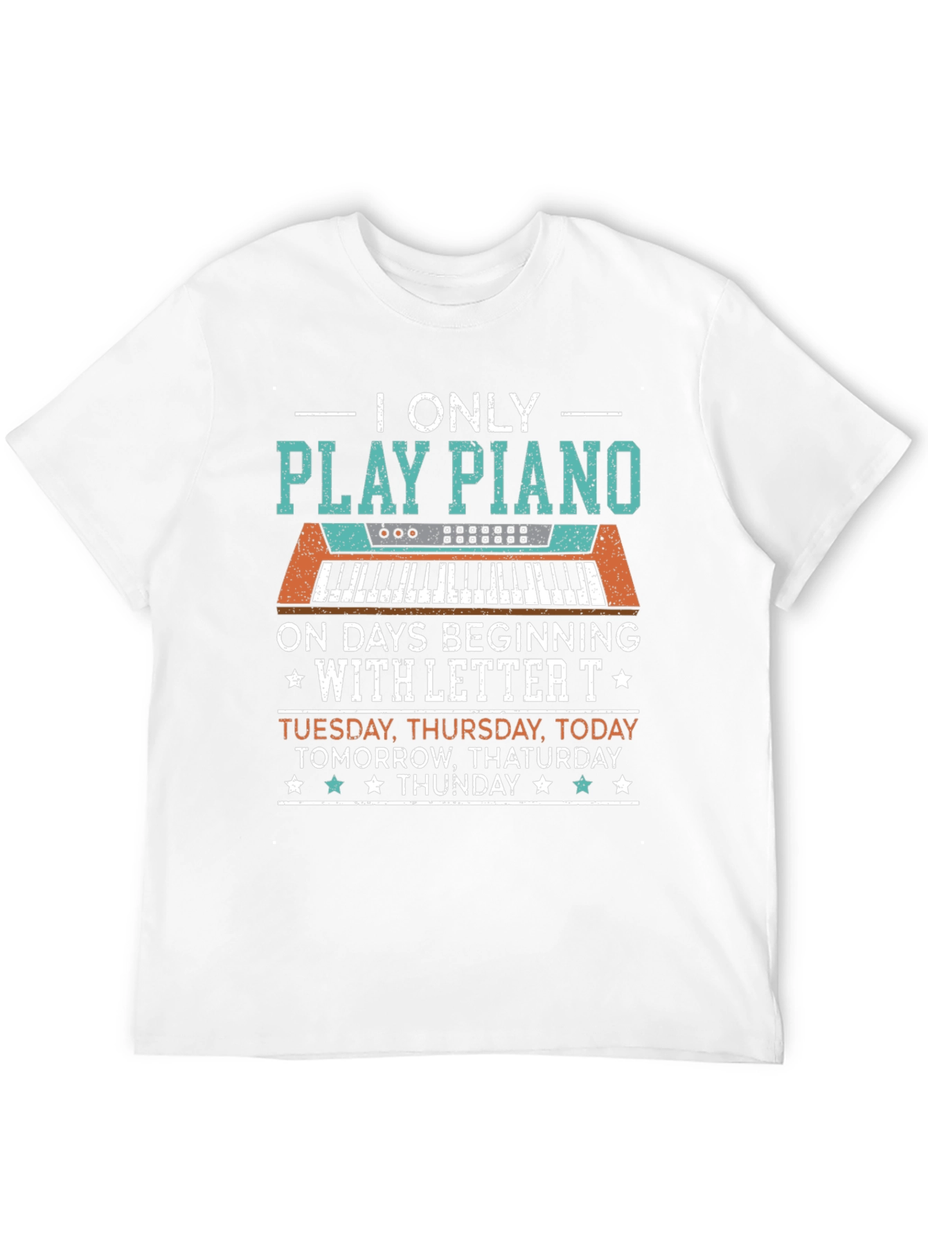 Black Piano Player T-Shirt: Days Beginning with "T" view 12
