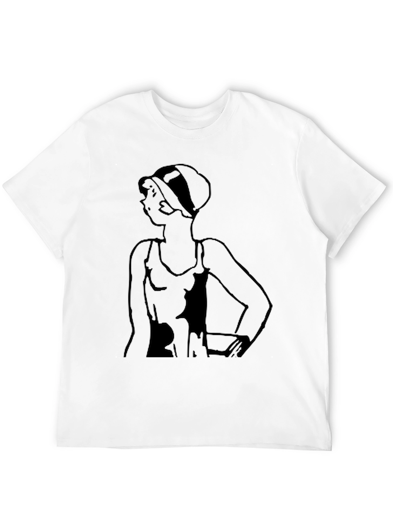 Black Vintage Swimsuit Lady T-Shirt - Black Tee view 12