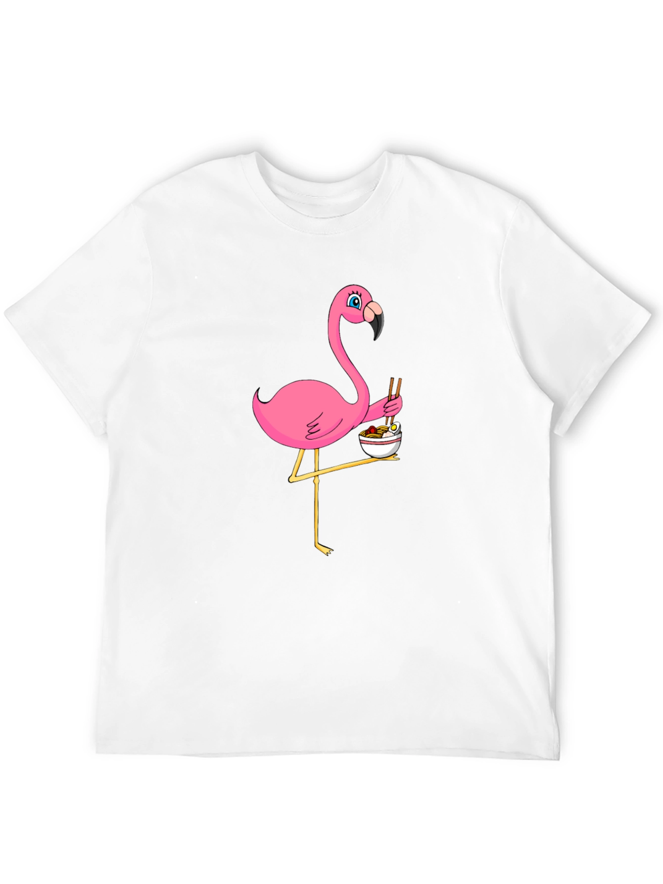 Black Flamingo Ramen Black T-Shirt - Whimsical Graphic Tee view 12