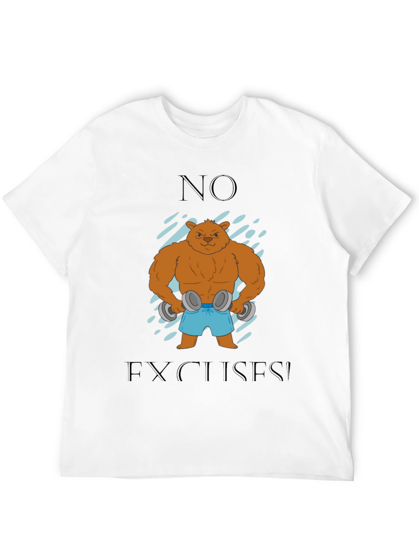 Black Bear with Dumbbells T-Shirt - No Excuses! view 12