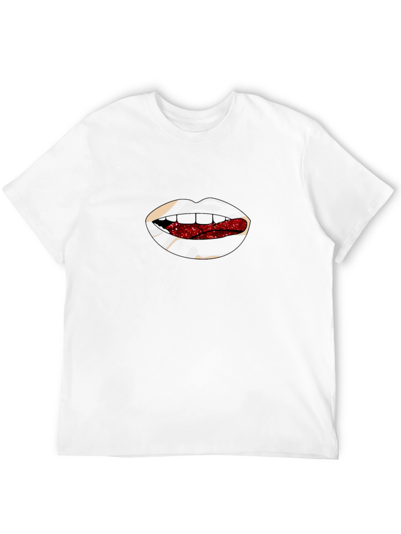 Black Lips T-Shirt - Black with Red Glitter Tongue Graphic view 12
