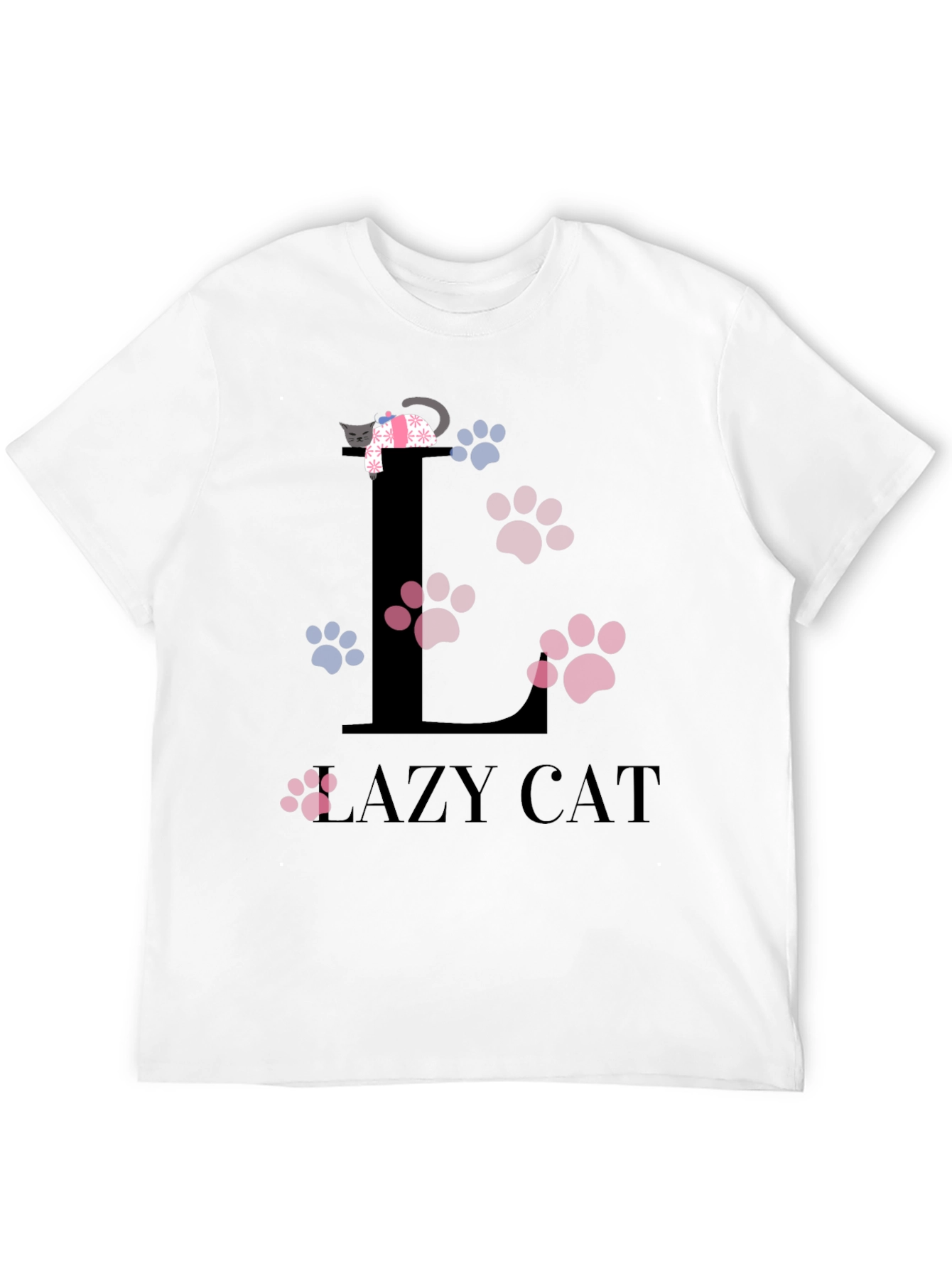 Black Lazy Cat Graphic T-Shirt - Unisex Cotton Tee view 12