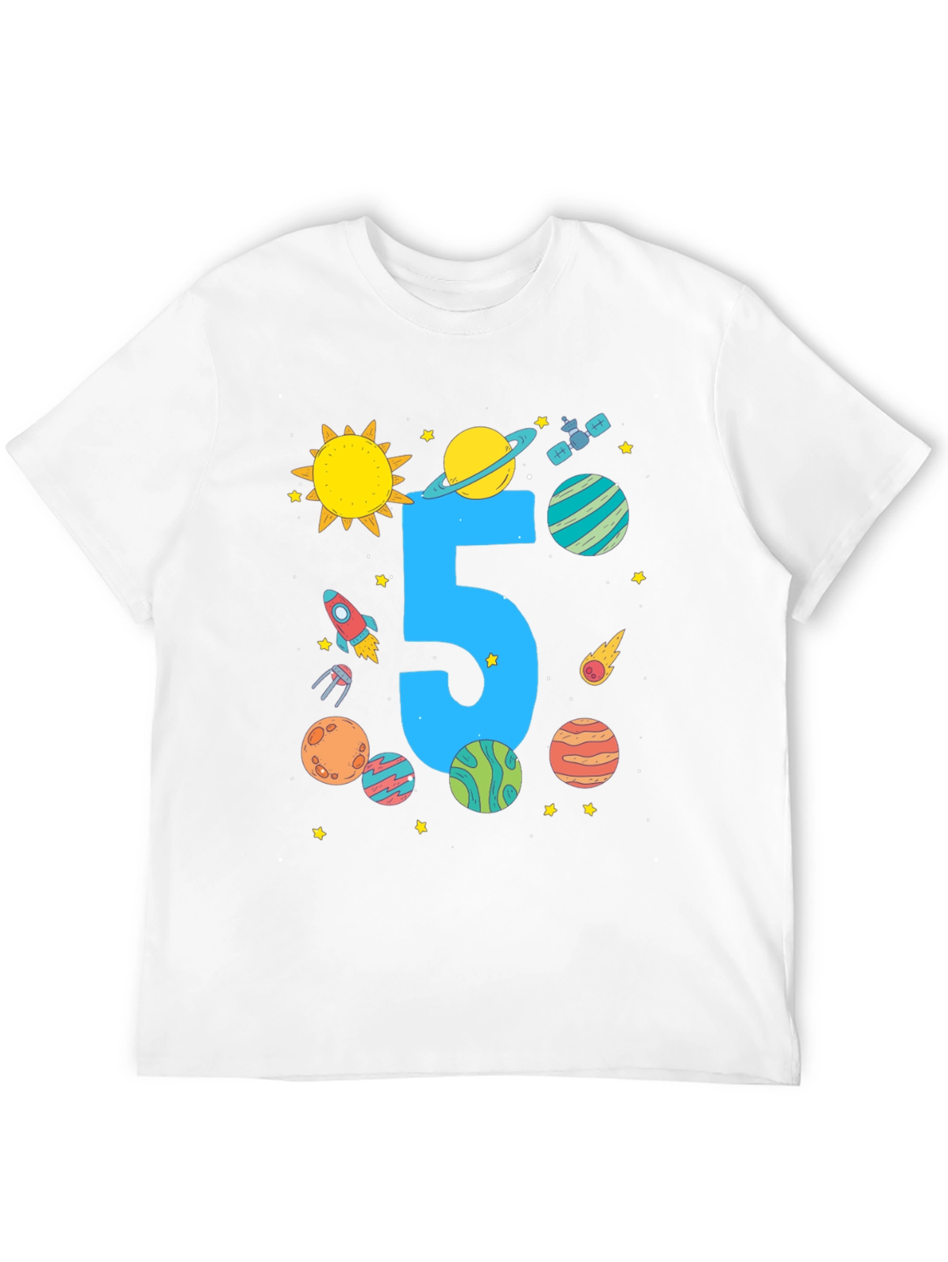 Black Kids 5th Birthday Space T-Shirt view 12