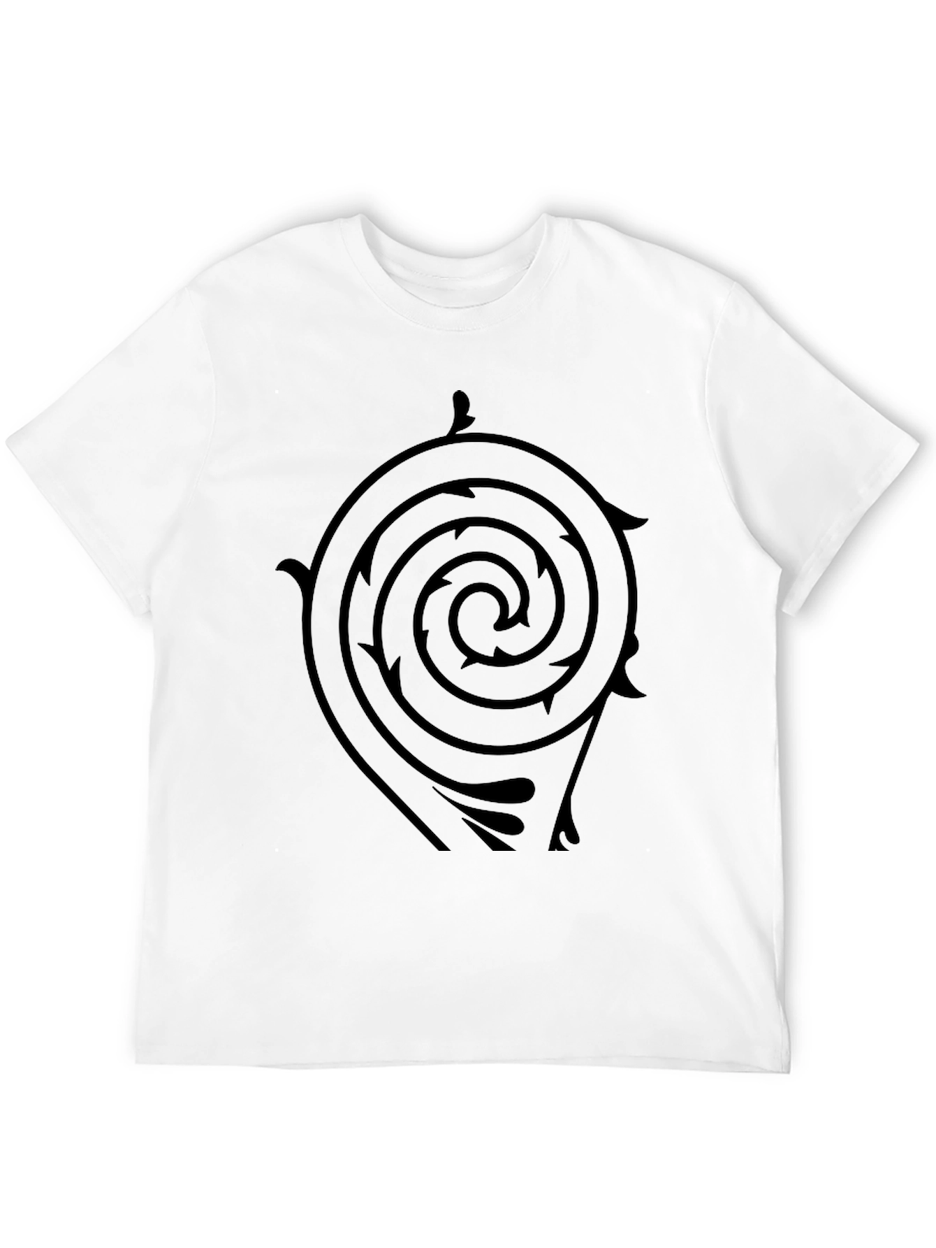 Black T-Shirt with Spiral Arrow Design - 12