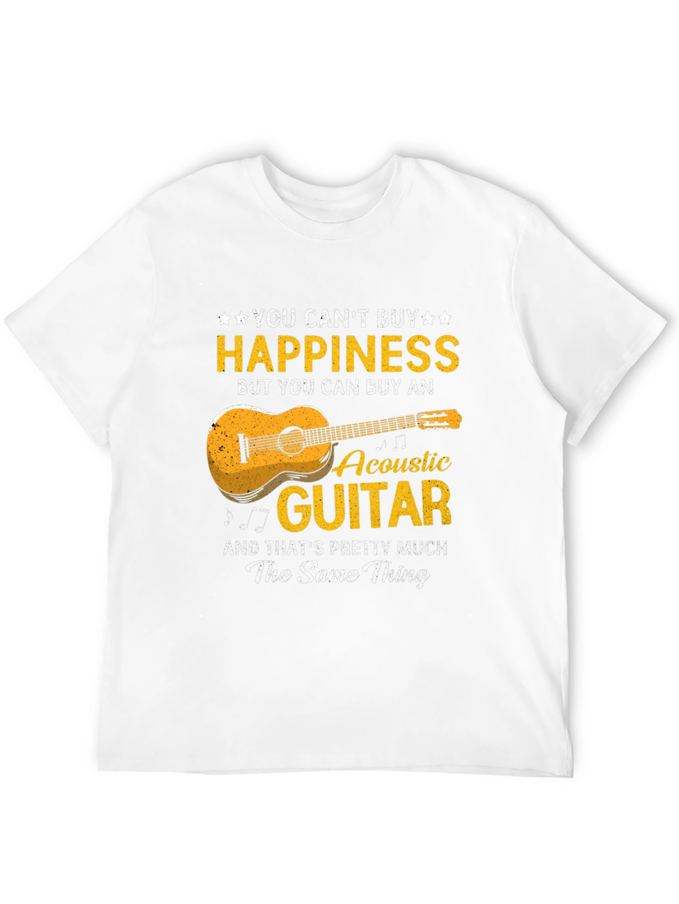 Black Acoustic Guitar Happiness T-Shirt - Music Lover Gift view 12