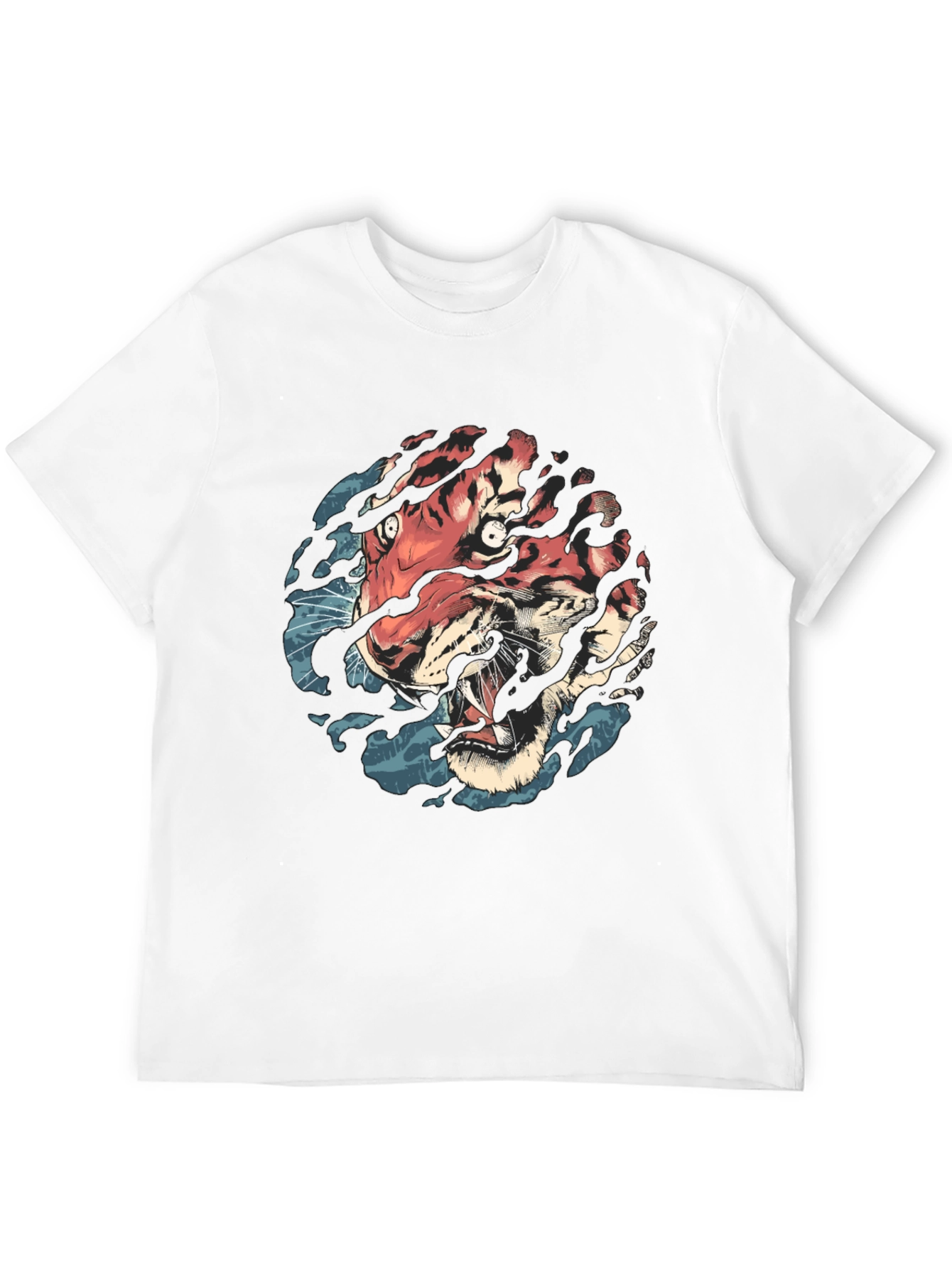 Black Tiger Graphic Print Crew Neck T-Shirt view 12