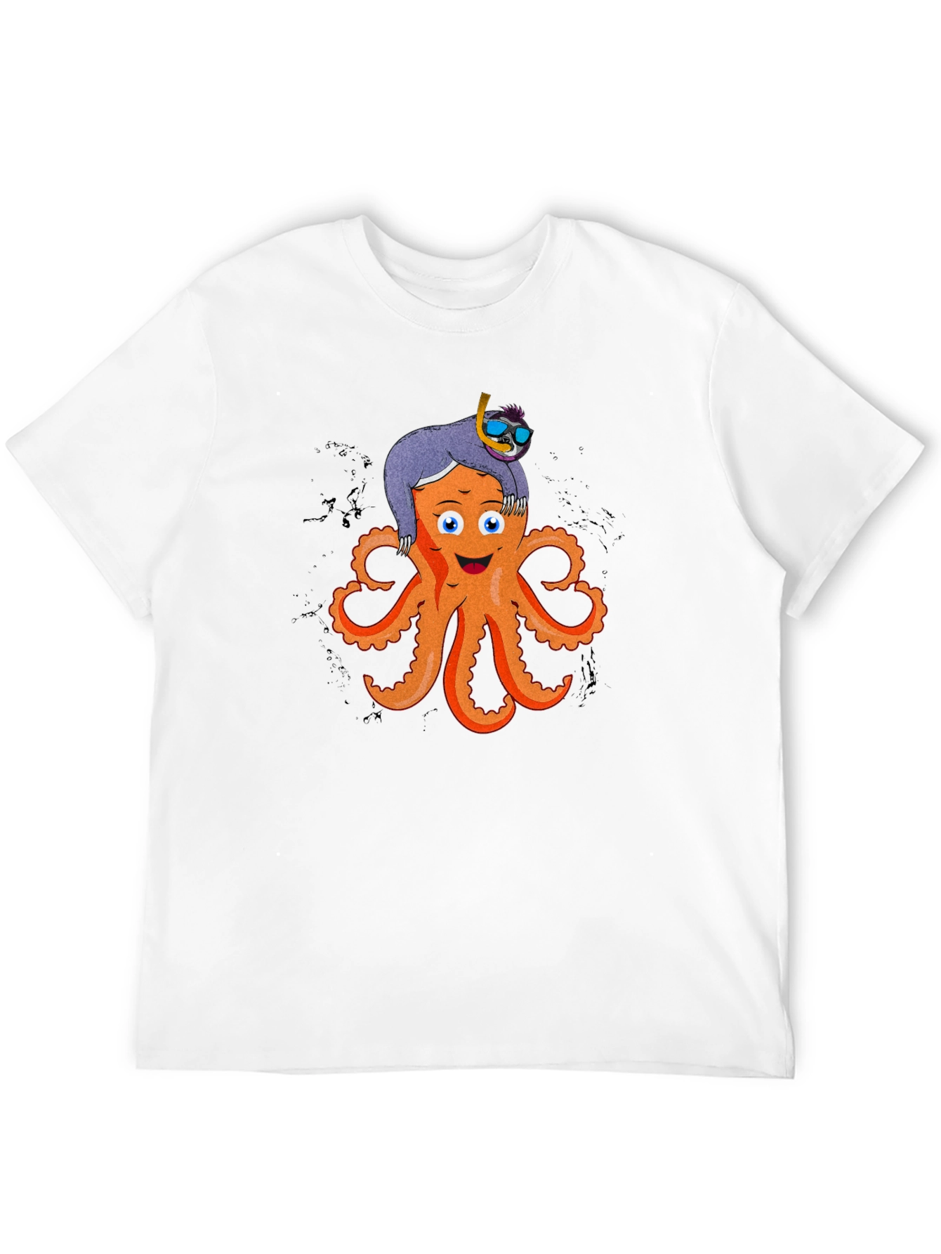 Black Octopus & Sloth Graphic T-Shirt - Unique Design view 12