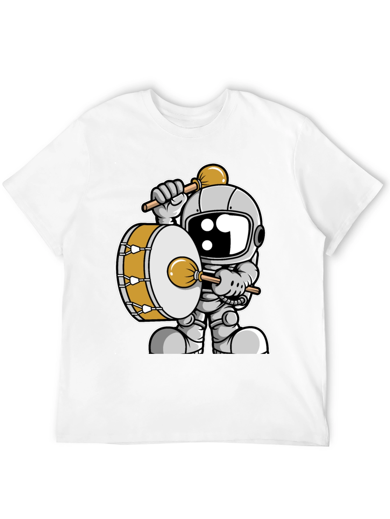 Black Astronaut Drummer Graphic Tee - Space Music T-Shirt view 12
