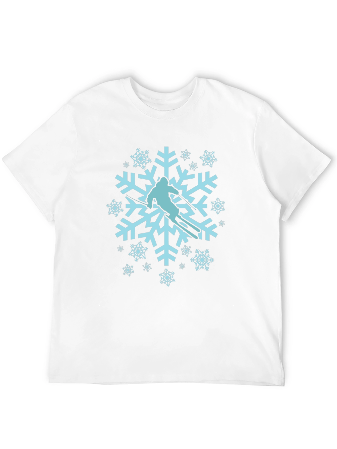 Black Snowflake Skier Graphic Tee - Winter Sport Shirt view 12