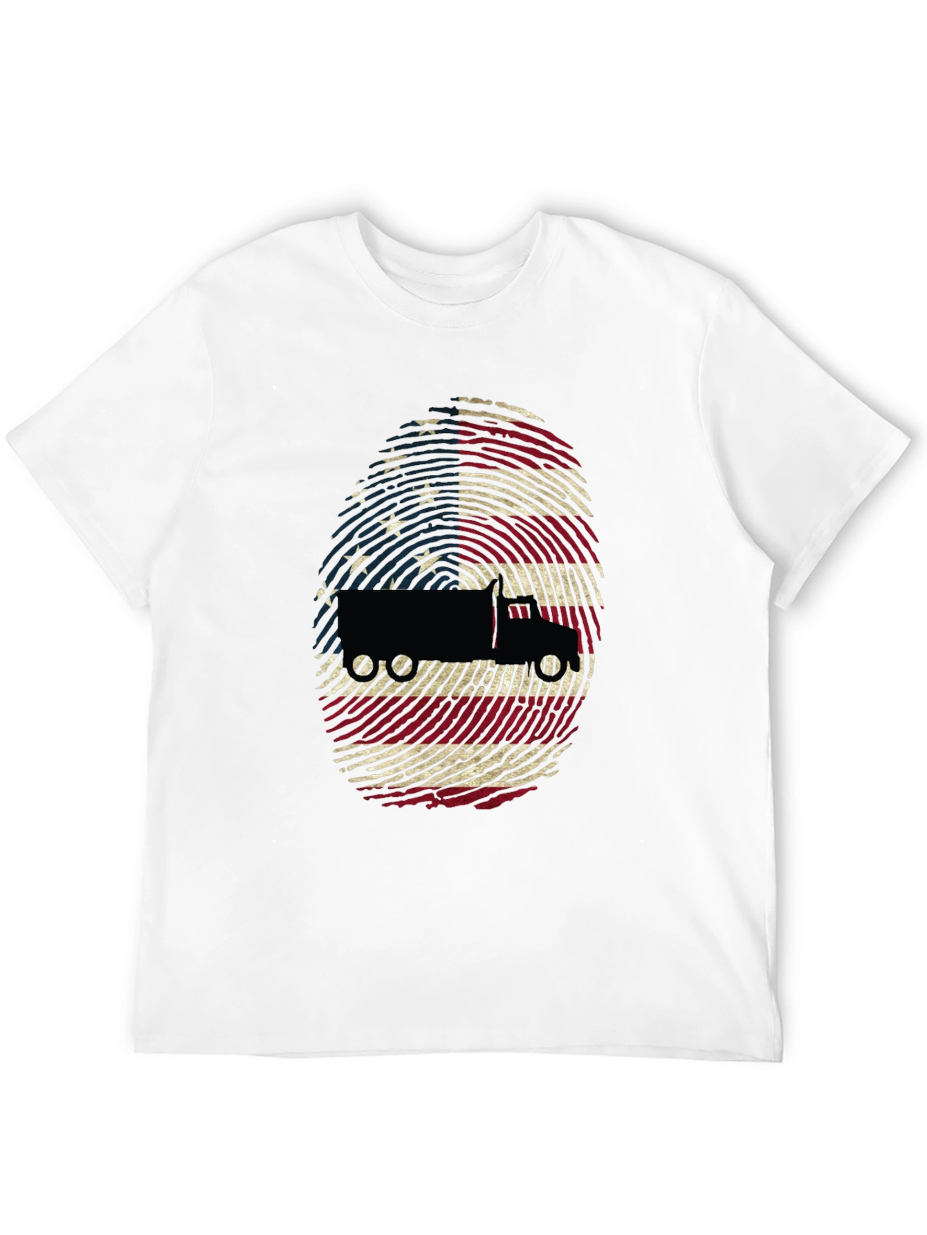 Trucker USA Flag Fingerprint Black T-Shirt - 12