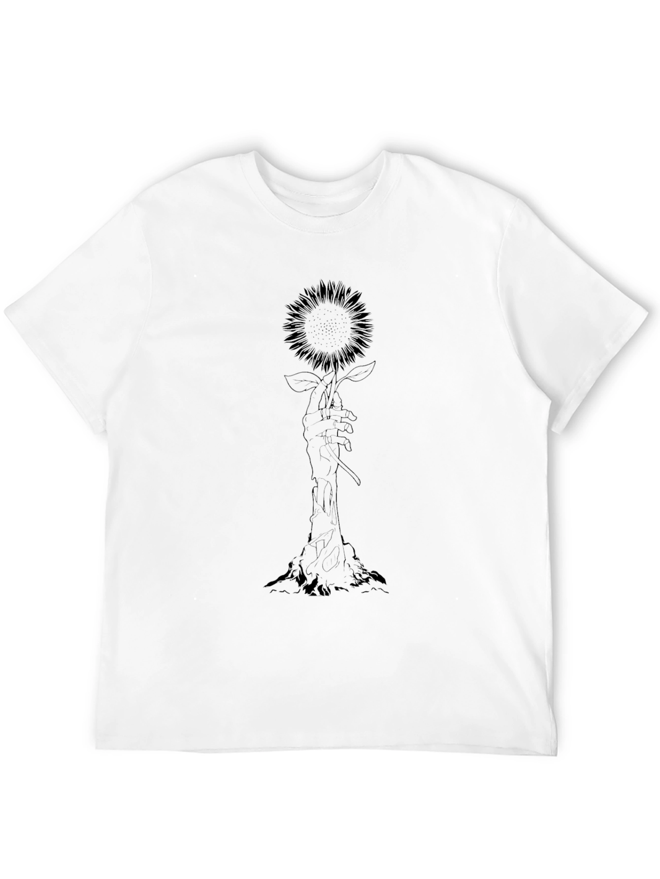 Black Hand Holding Sunflower Graphic Tee view 12