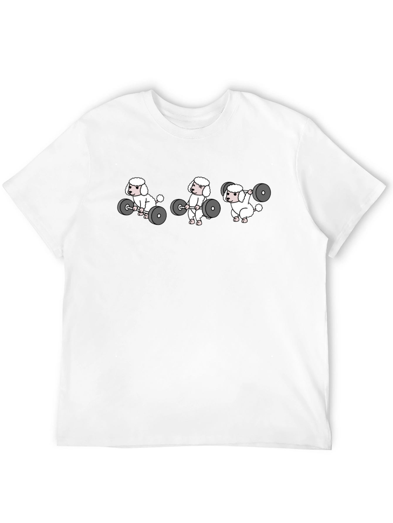 Black Weightlifting Poodle Cartoon Black T-Shirt view 12