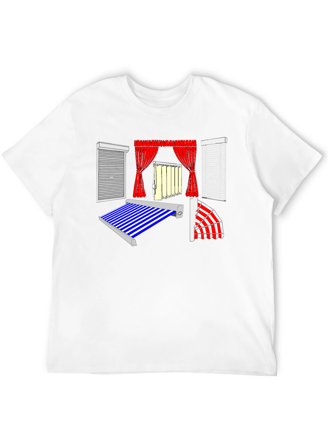 Black Men's Black Graphic T-Shirt - Blinds and Awnings Design view 12