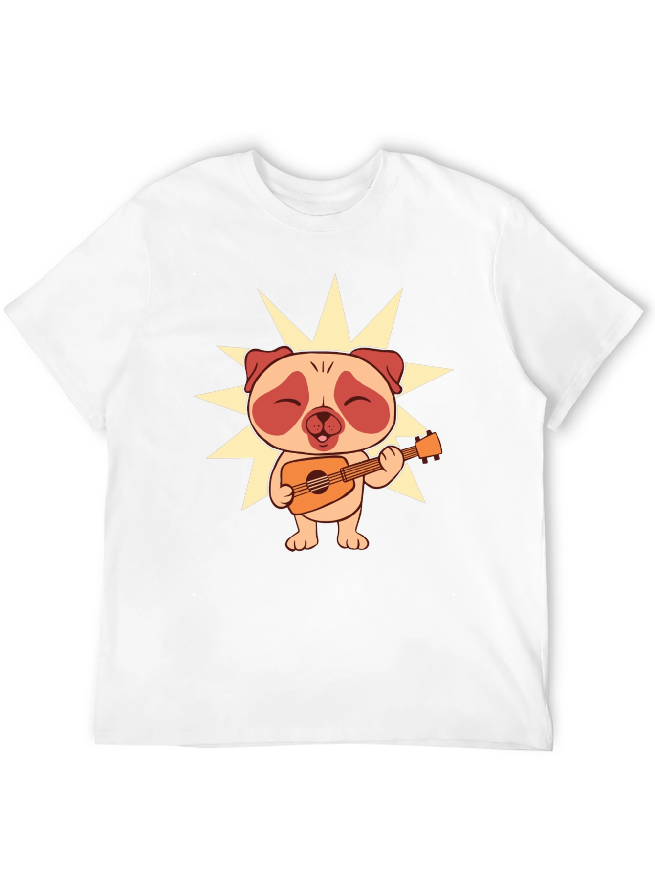 Black Cute Pug Guitarist Black T-Shirt view 12