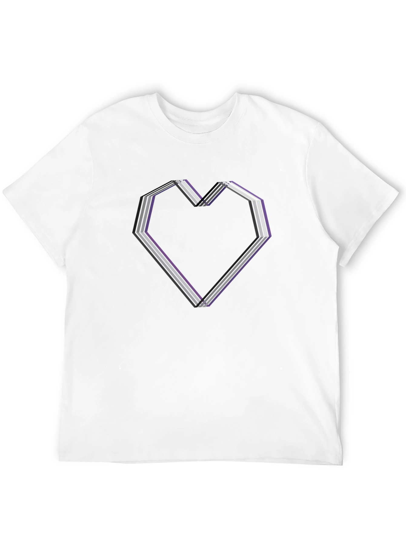 Black Asexual Pride Heart Graphic Tee - Black view 12