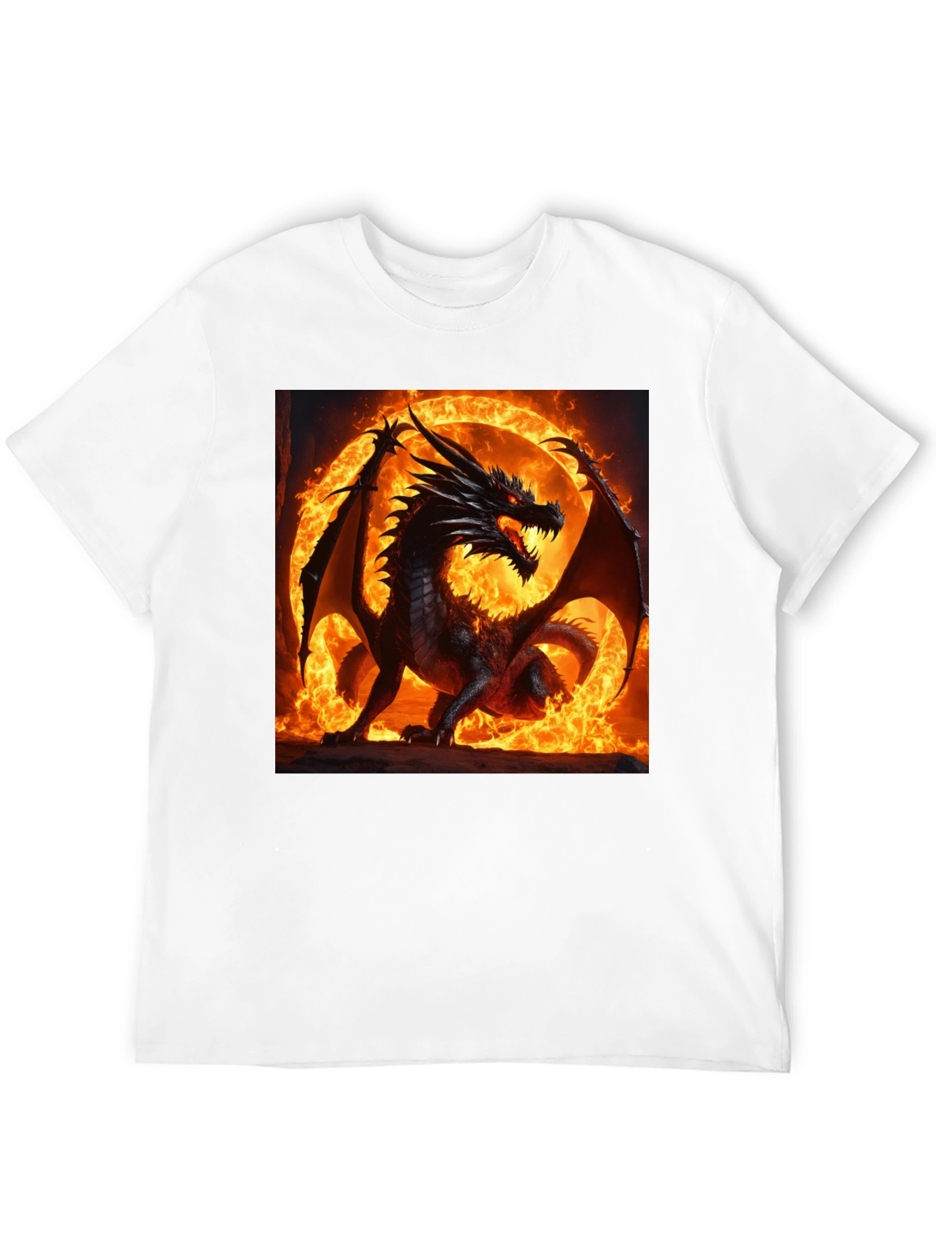 Black Fiery Dragon Graphic T-Shirt view 12