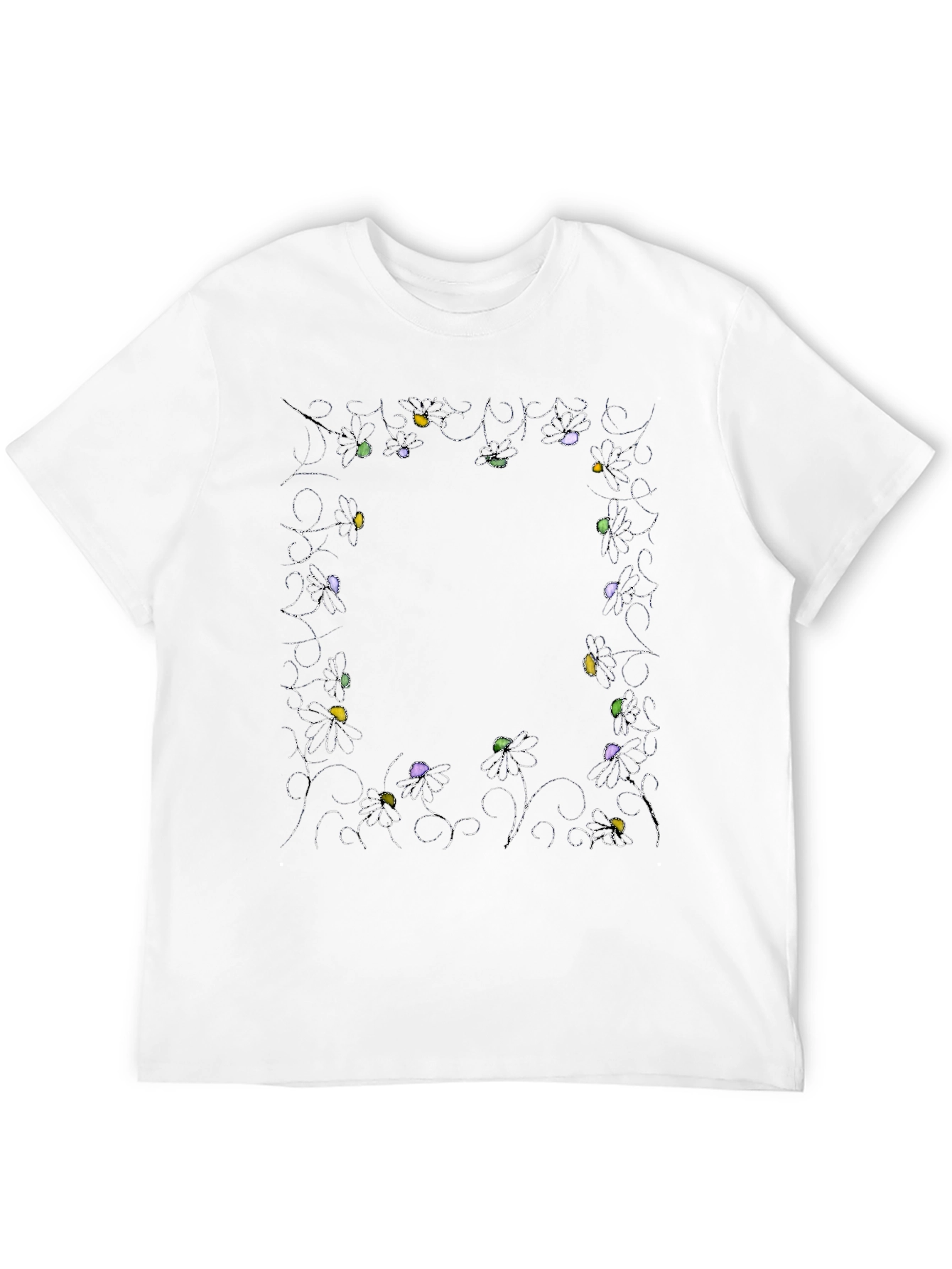 Black Floral Frame Graphic Print T-Shirt view 12