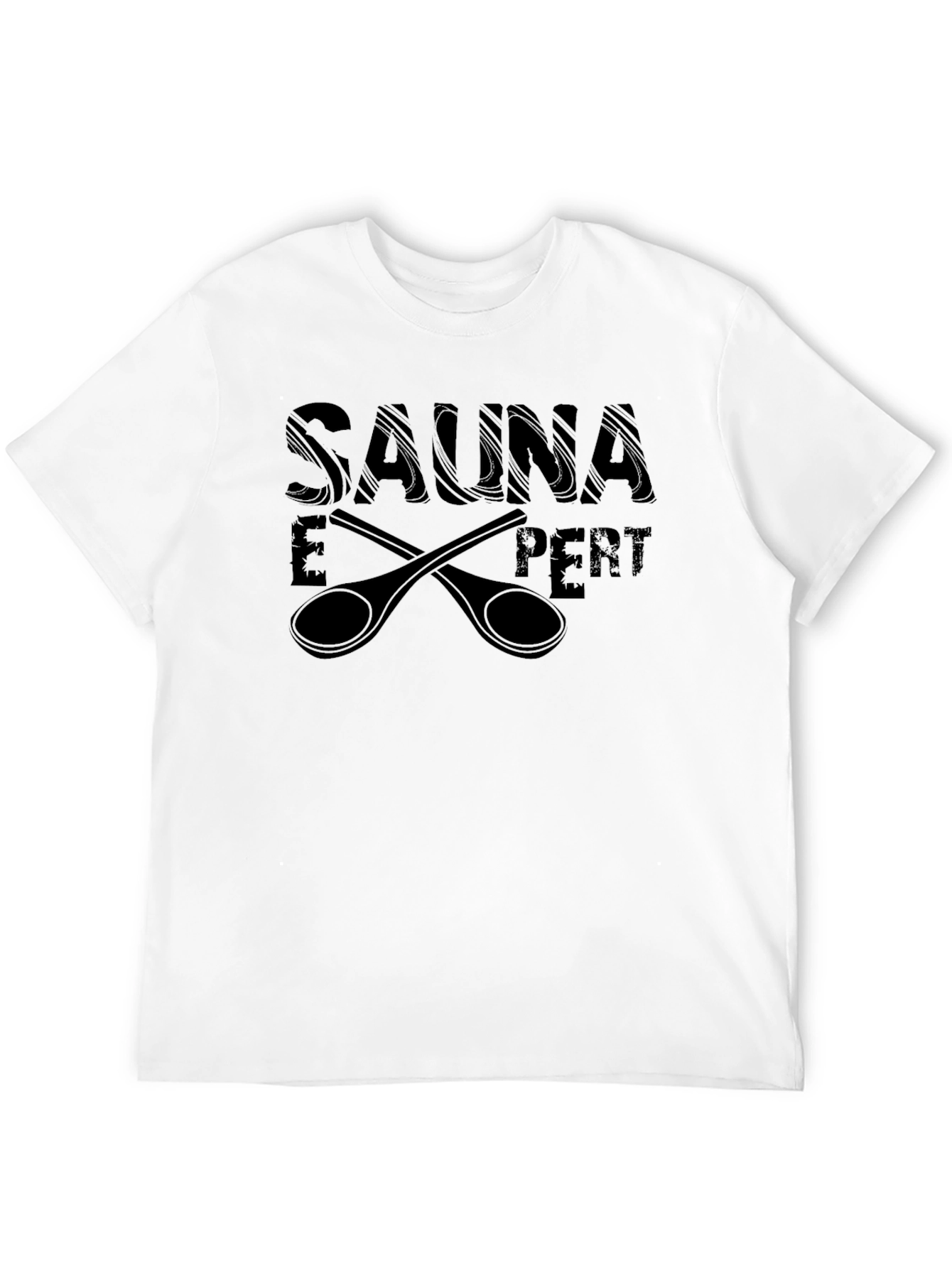 Black Sauna Expert Black T-Shirt with Crossed Spoons Design view 12