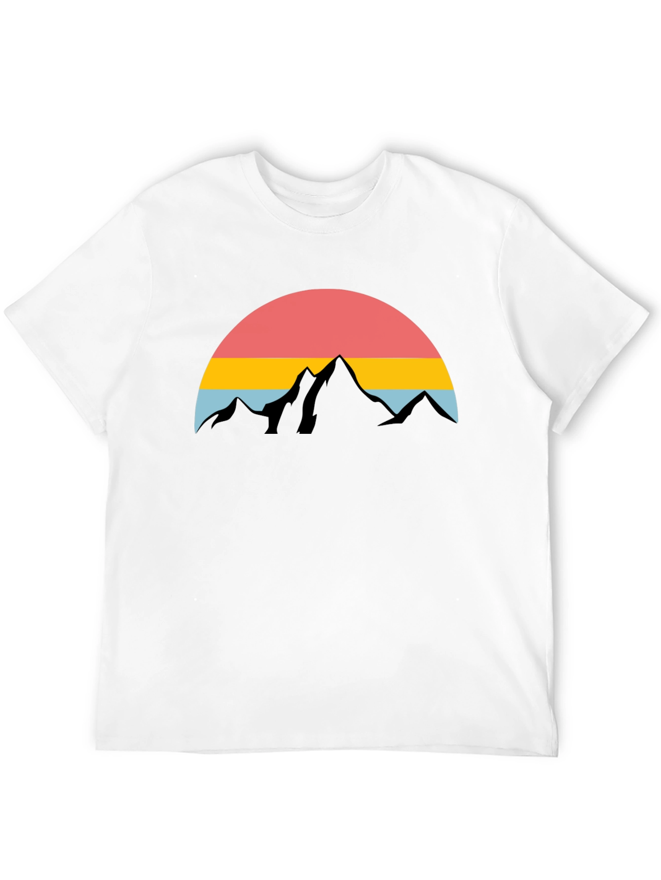 Black Retro Mountain Sunset Graphic Tee - Black Cotton Blend view 12