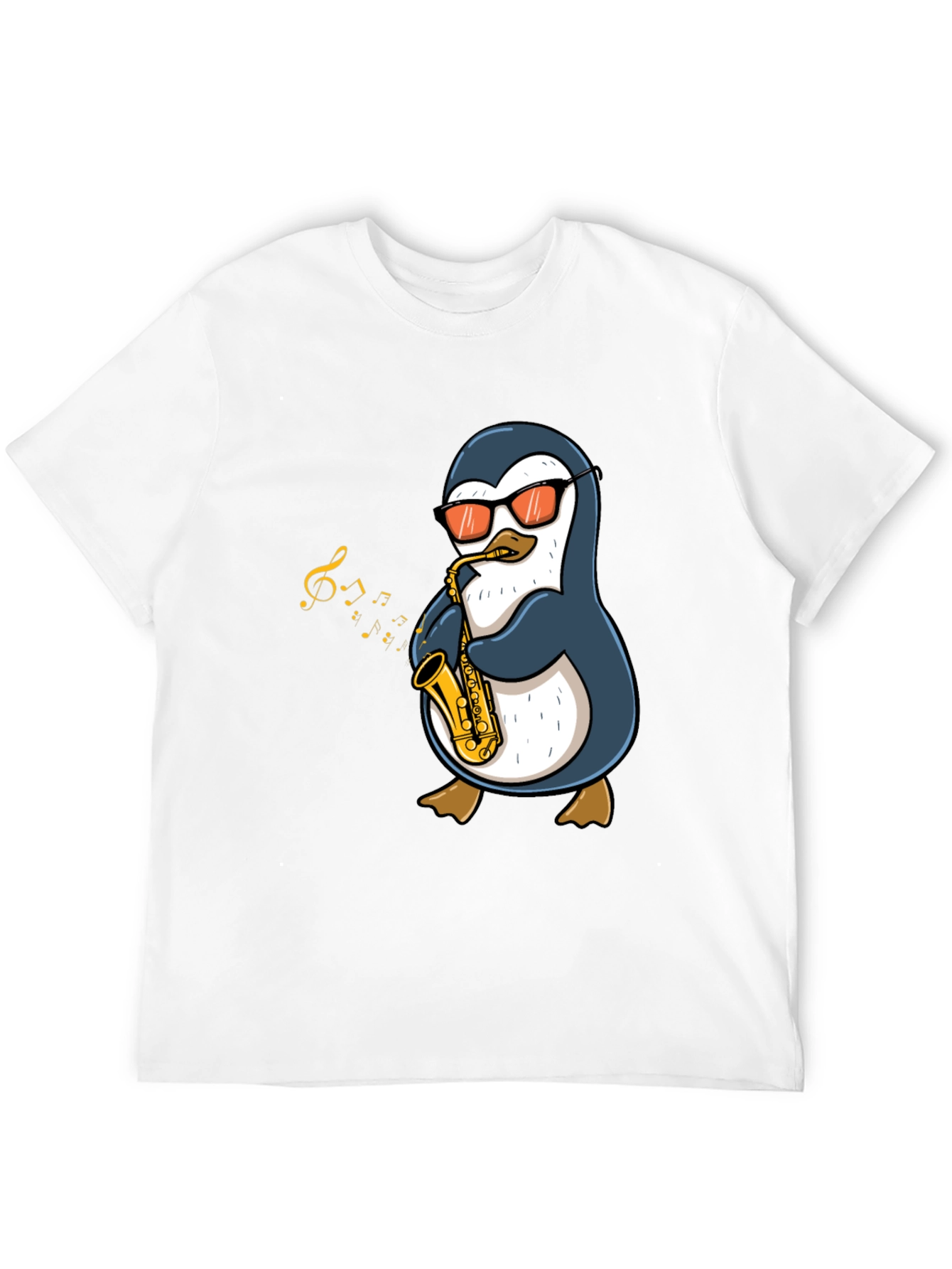 Black Penguin Sax Player Graphic T-Shirt - Cool Music Tee view 12