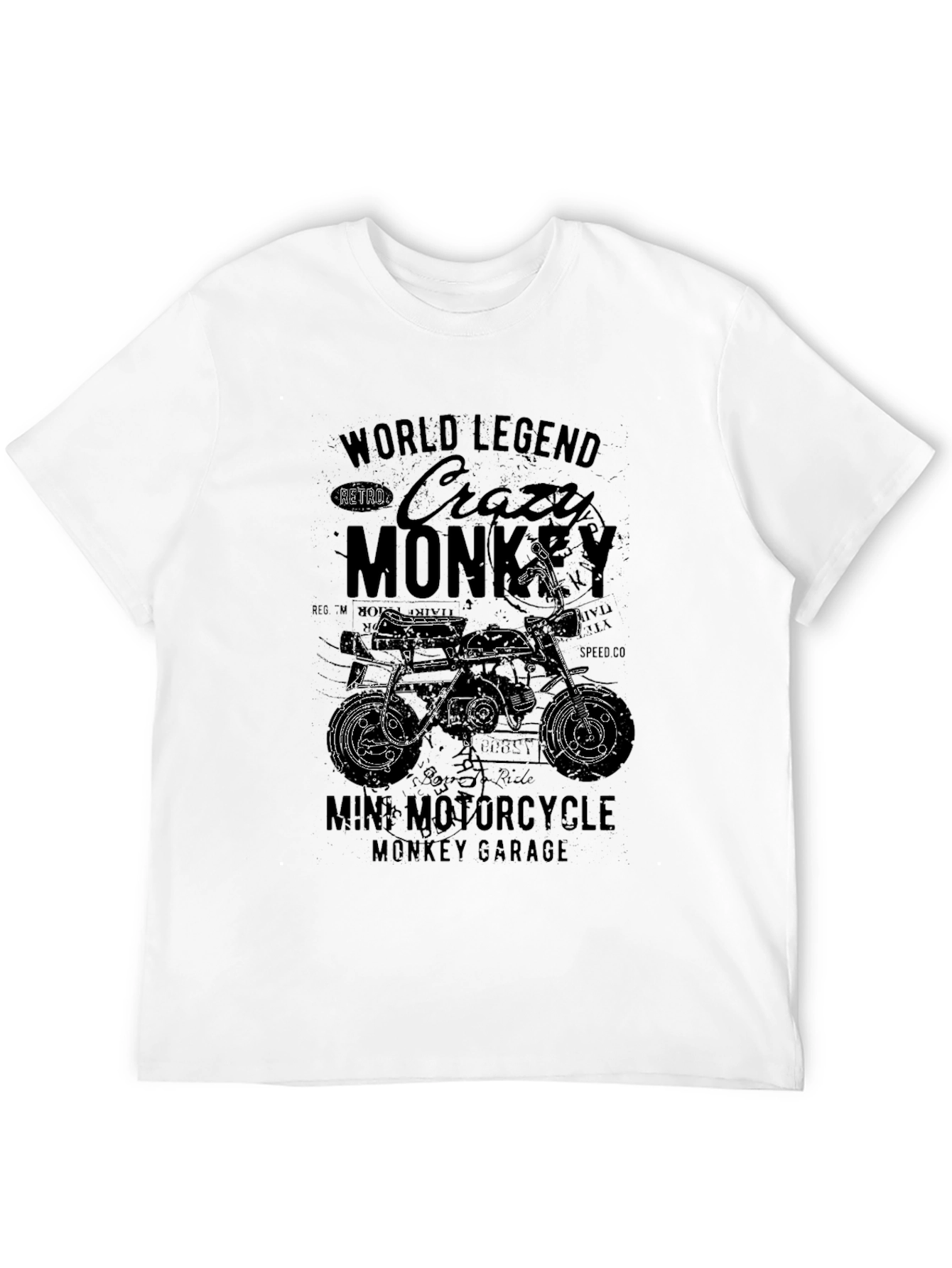 Black Crazy Monkey Mini Motorcycle T-Shirt - Retro Garage Tee view 12