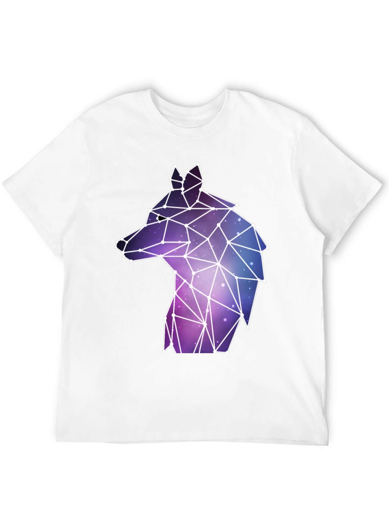 Black Geometric Wolf Galaxy T-Shirt view 12