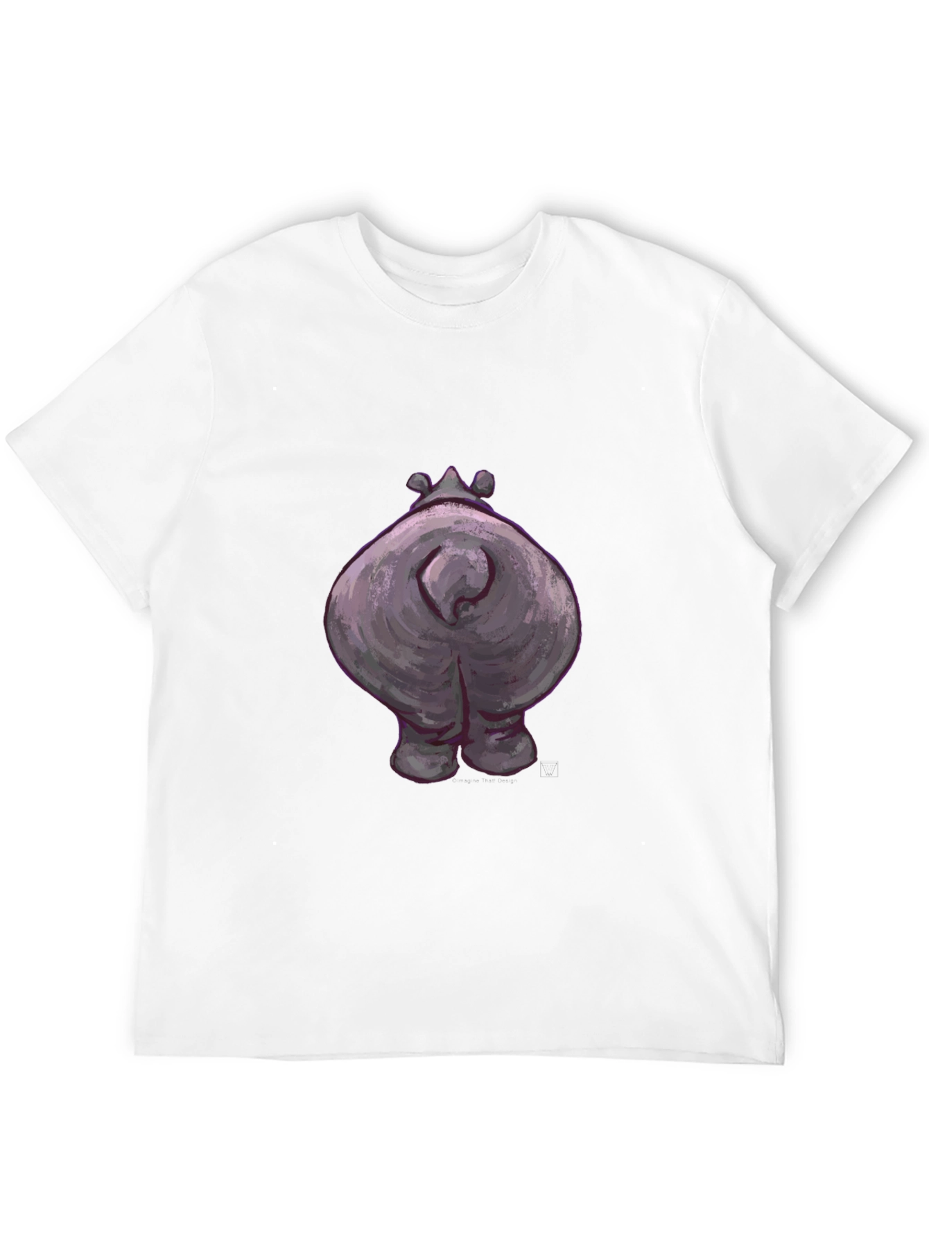 Black Hippo Butt Graphic Tee - Funny Animal T-Shirt view 12