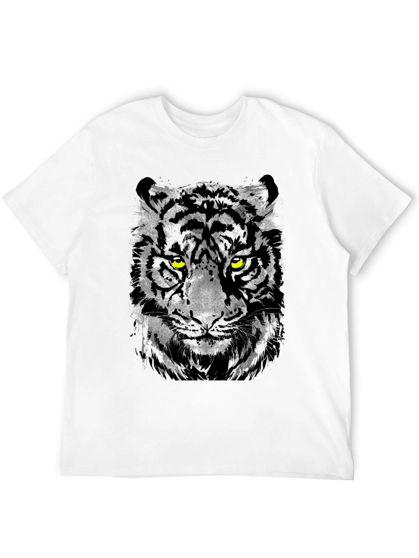 Black Men's Black T-Shirt with Tiger Graphic view 12