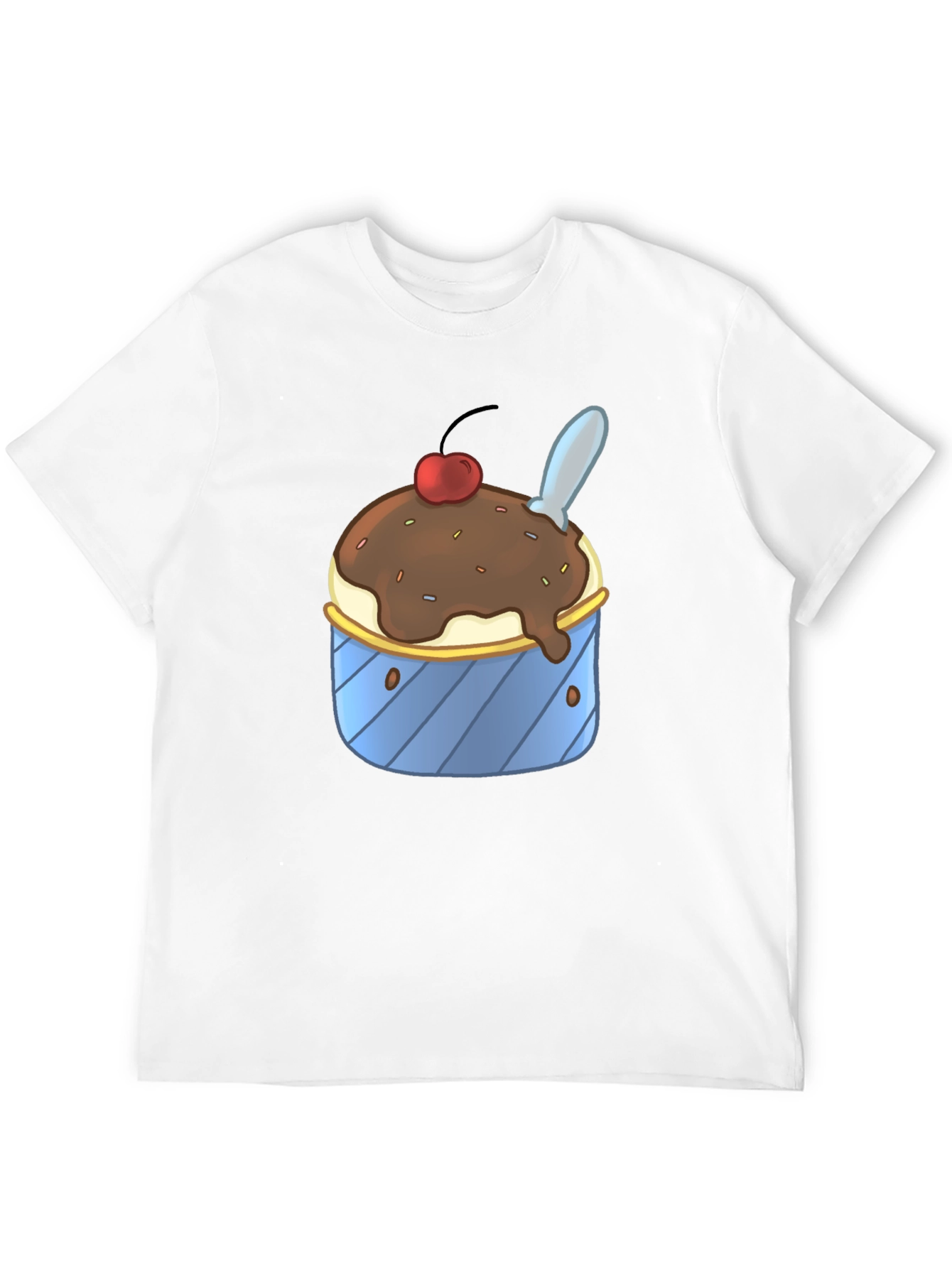 Black Ice Cream Sundae Graphic Tee - Black Cotton T-Shirt view 12