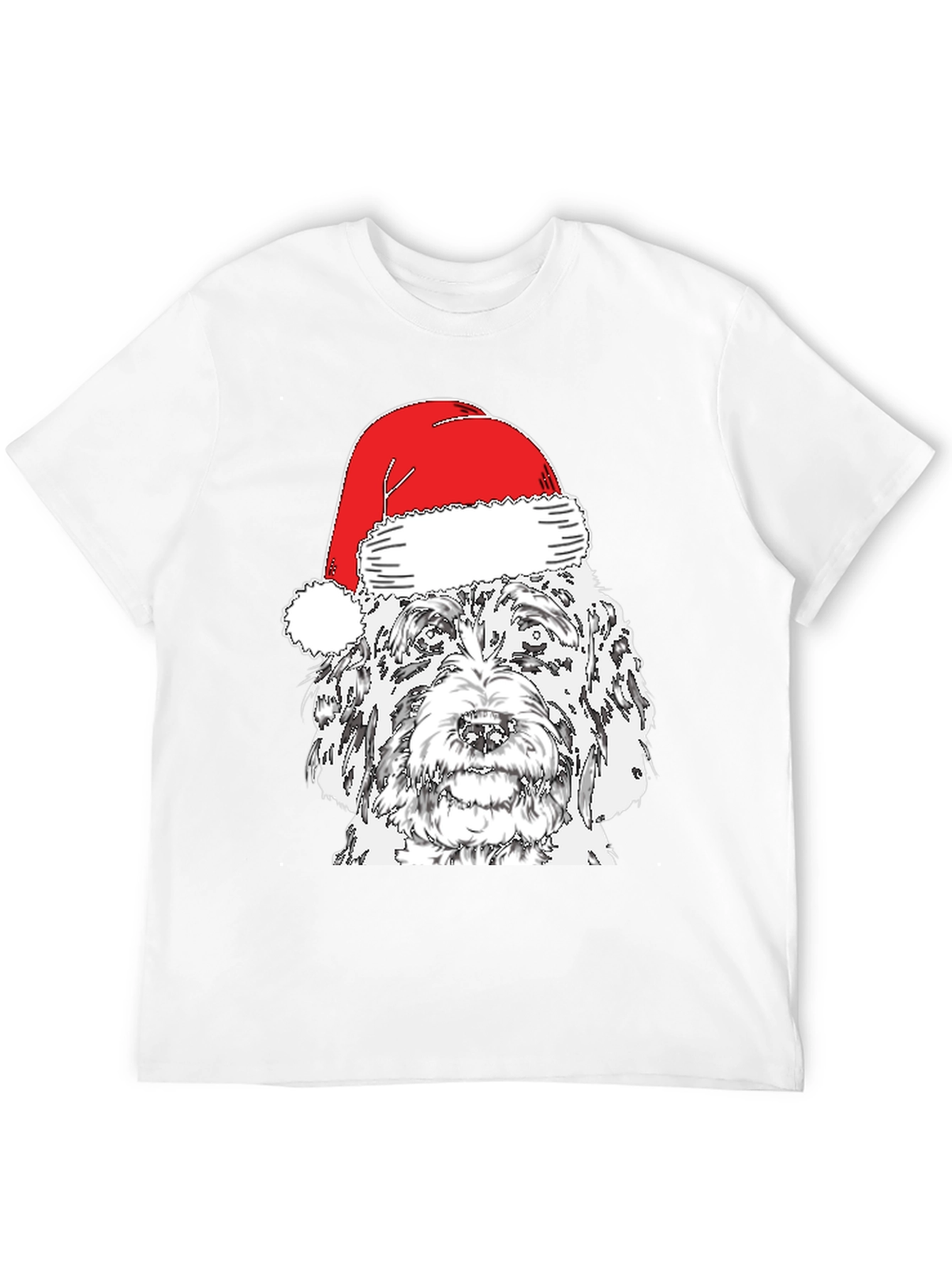 Black Festive Dog Santa Hat T-Shirt view 12