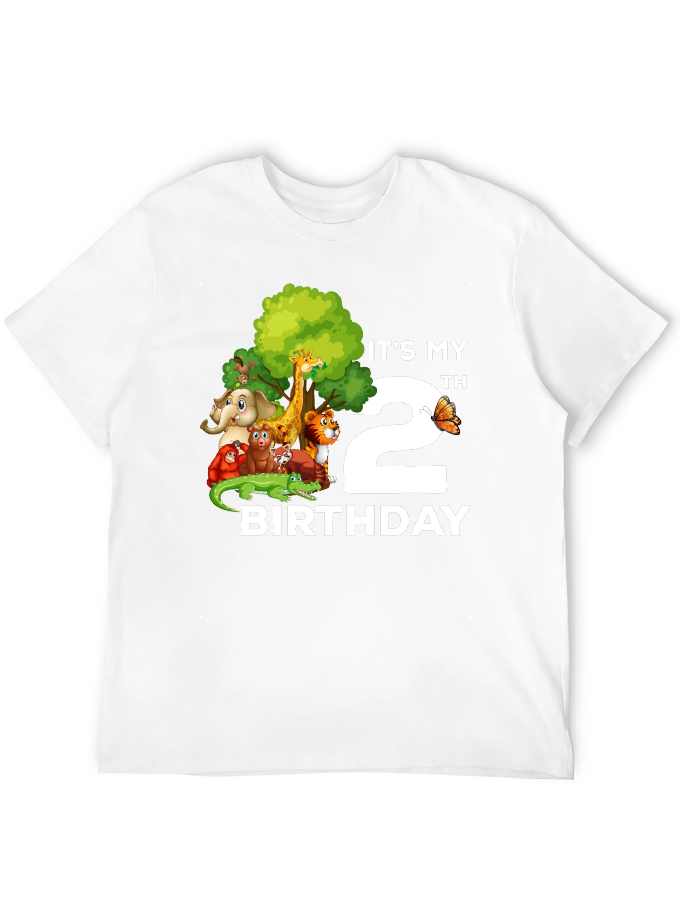 Black It's My 2nd Birthday Jungle Animals Kids T-Shirt view 12