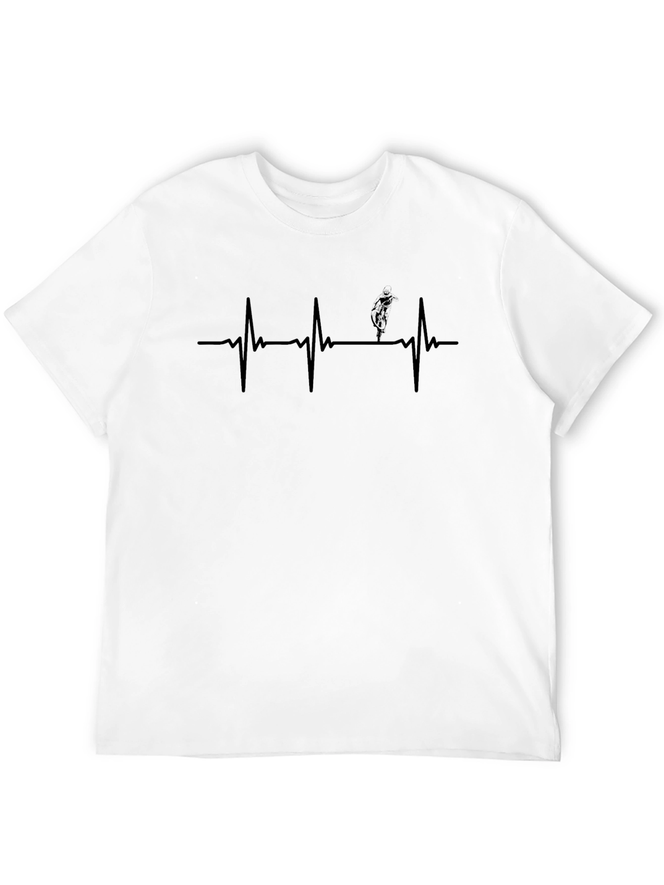 Black Men's Black Mountain Biking Heartbeat T-Shirt view 12