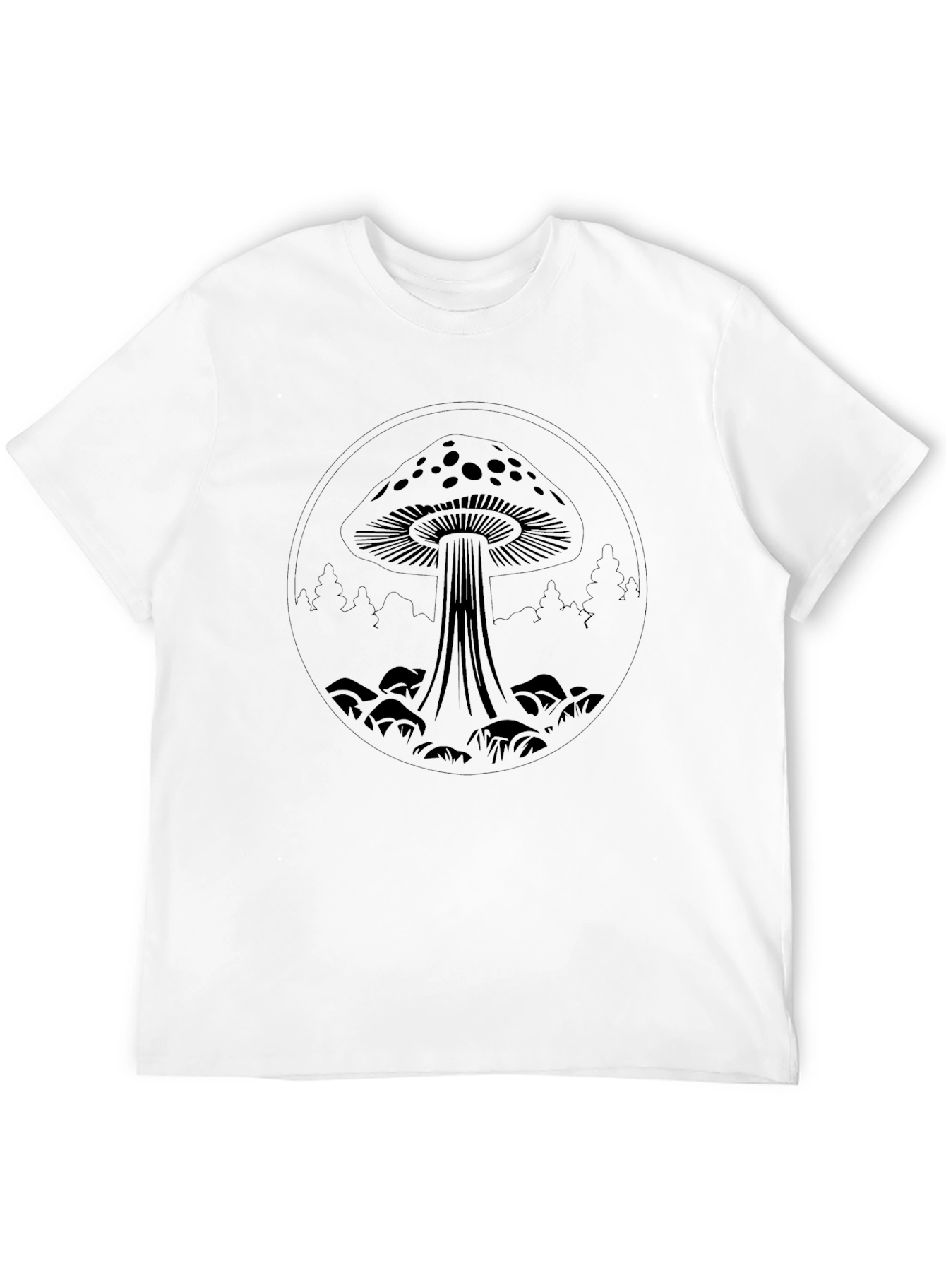 Black Mushroom Graphic Tee - Black Cotton Blend view 12
