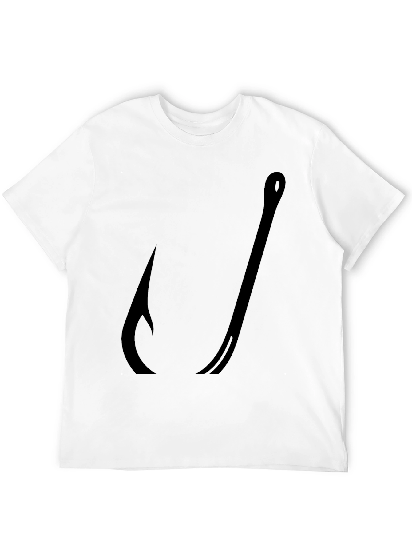 Black Fishing Hook Graphic Tee - Black Cotton T-Shirt view 12