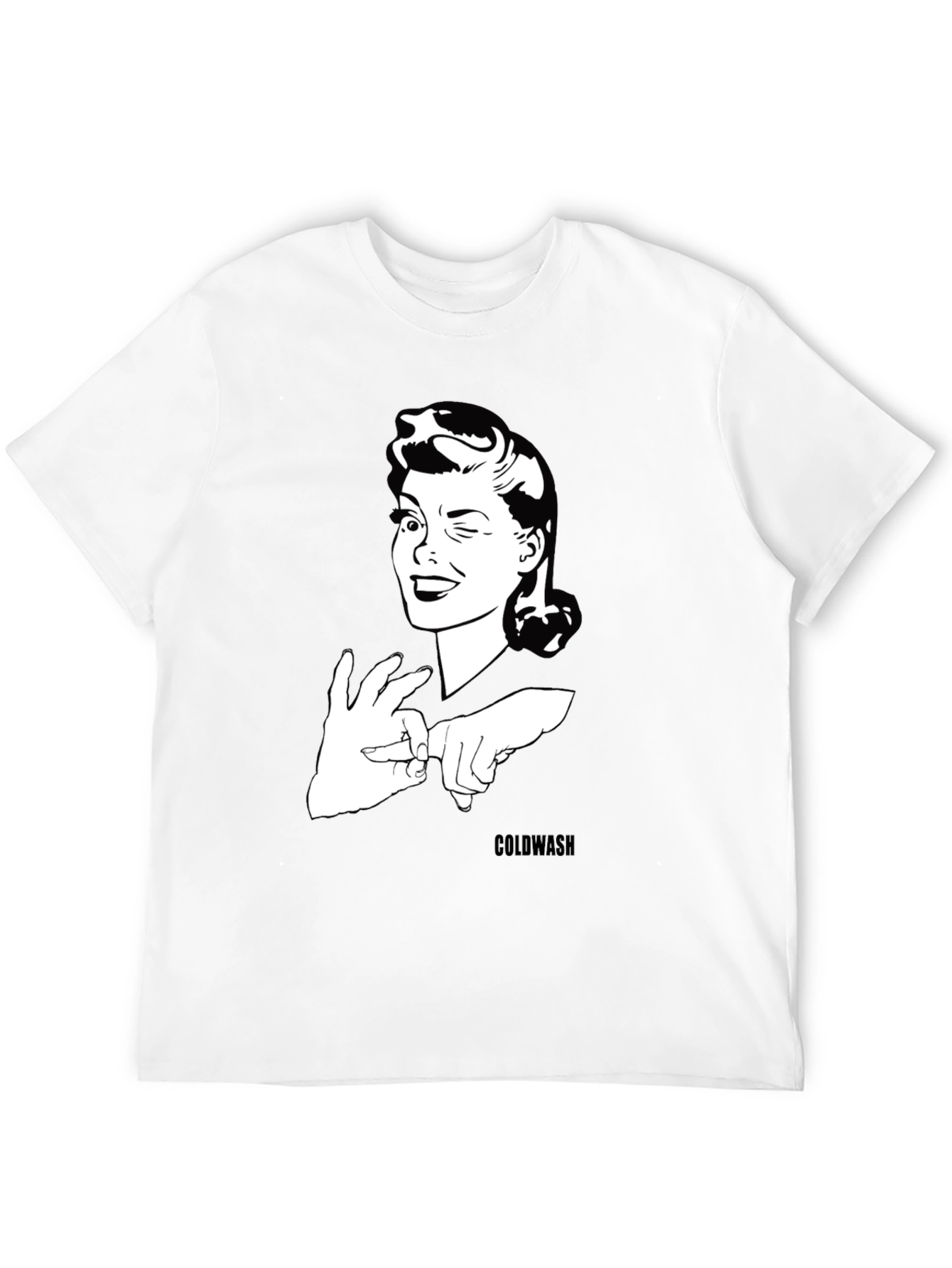 Black Winking Woman Graphic Tee - Black Cotton T-Shirt view 12
