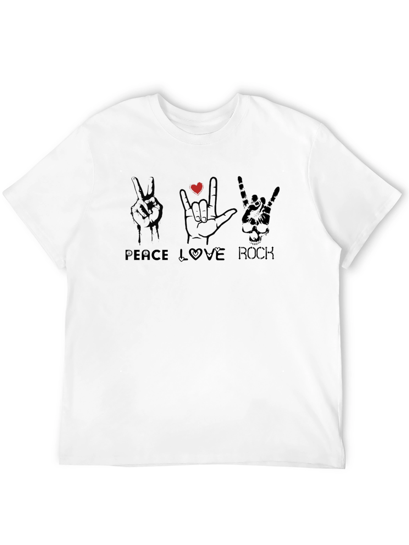 Black Peace Love Rock Graphic T-Shirt view 12