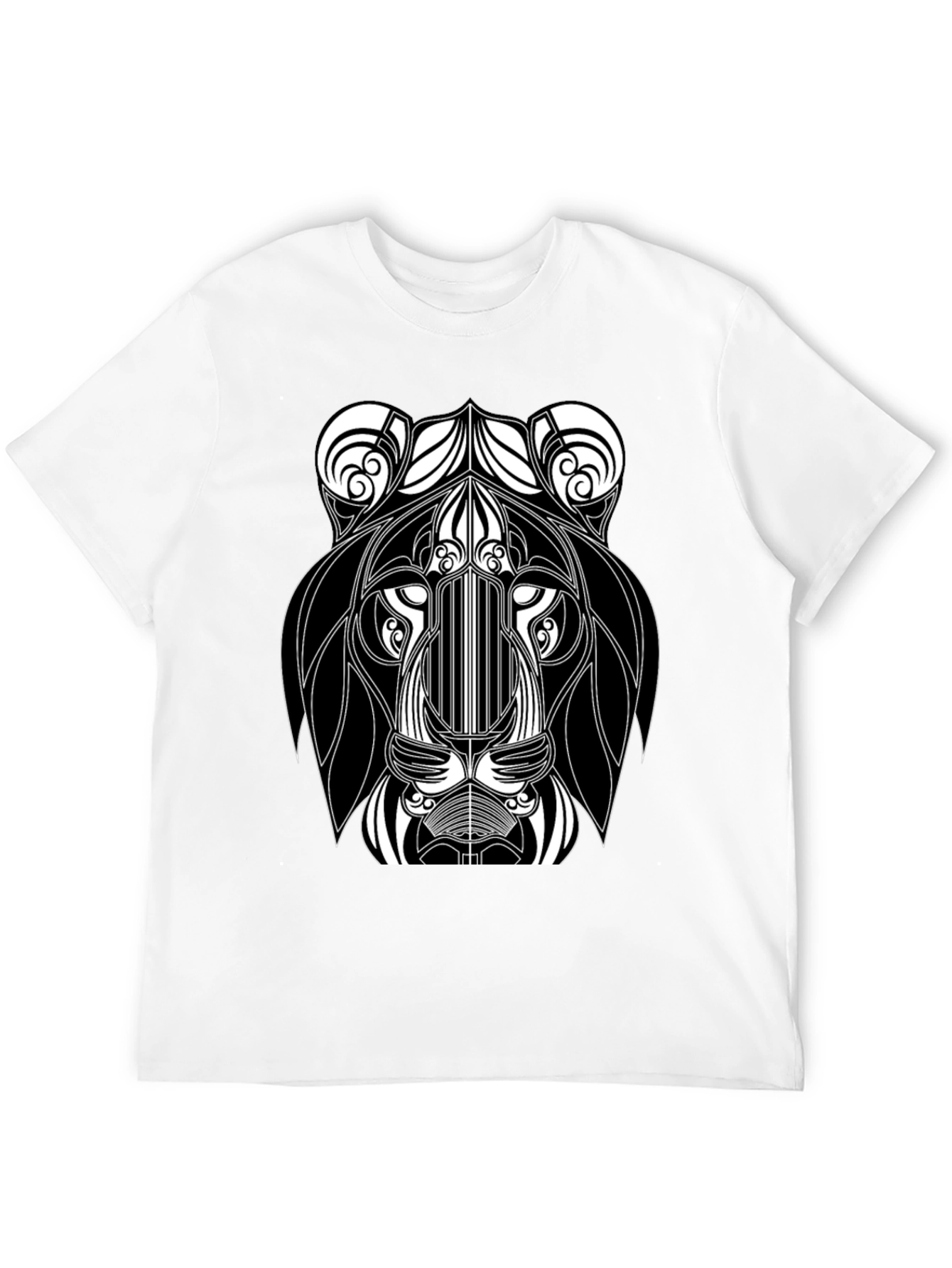 Black Abstract Lion Head Black Graphic T-Shirt view 12